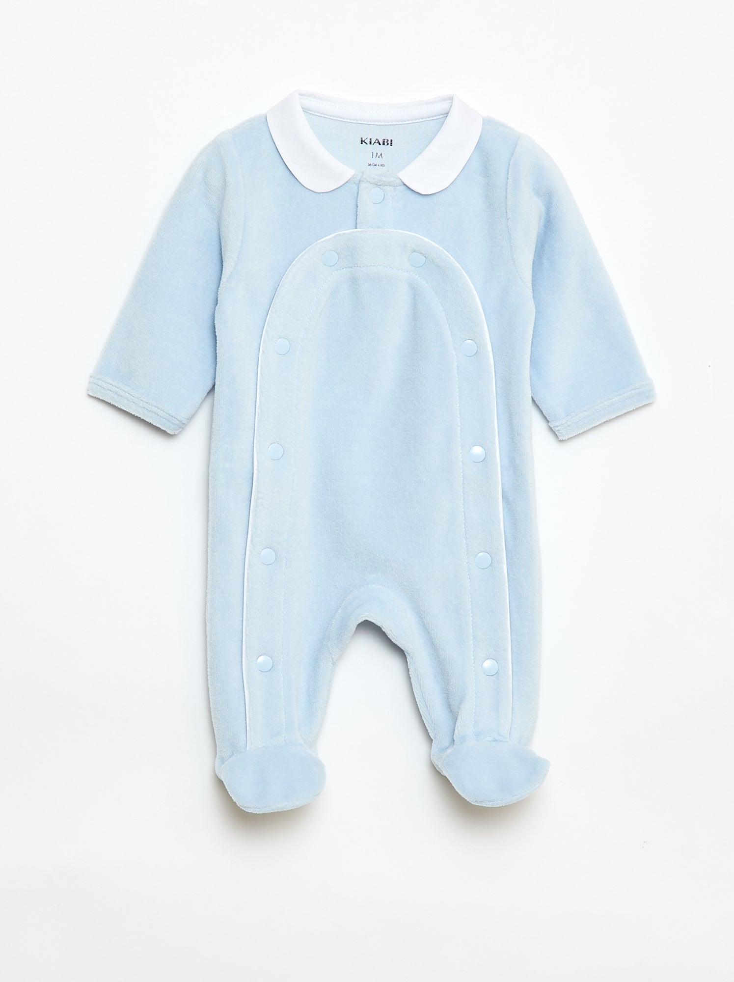Pyjama en velours col claudine - Bleu