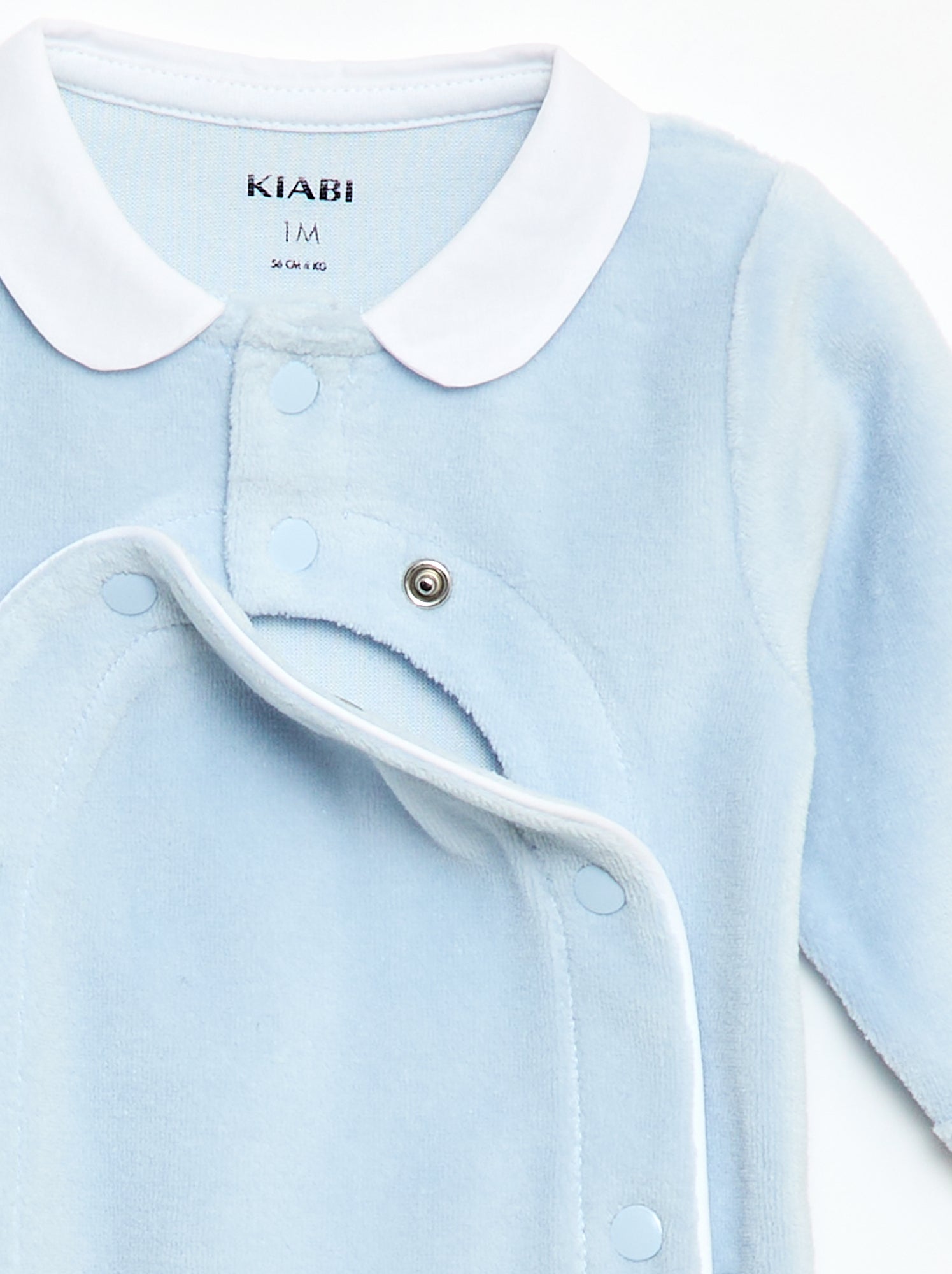 Pyjama en velours col claudine - Bleu