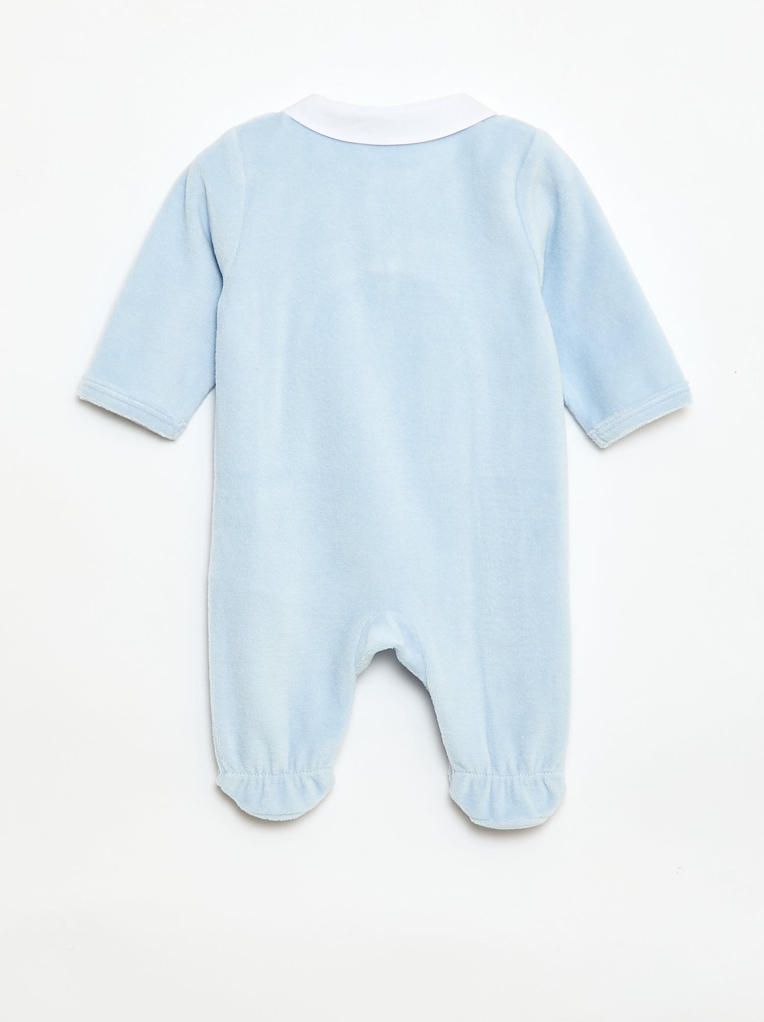 Pyjama en velours col claudine - Bleu