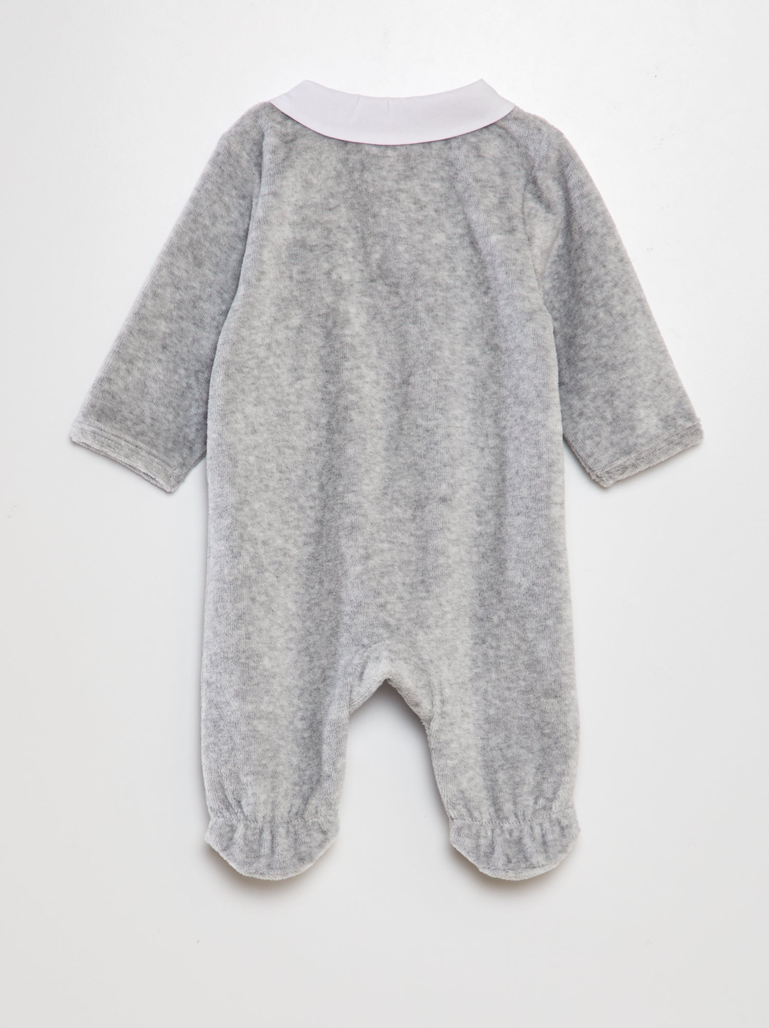 Pyjama en velours col claudine - Gris
