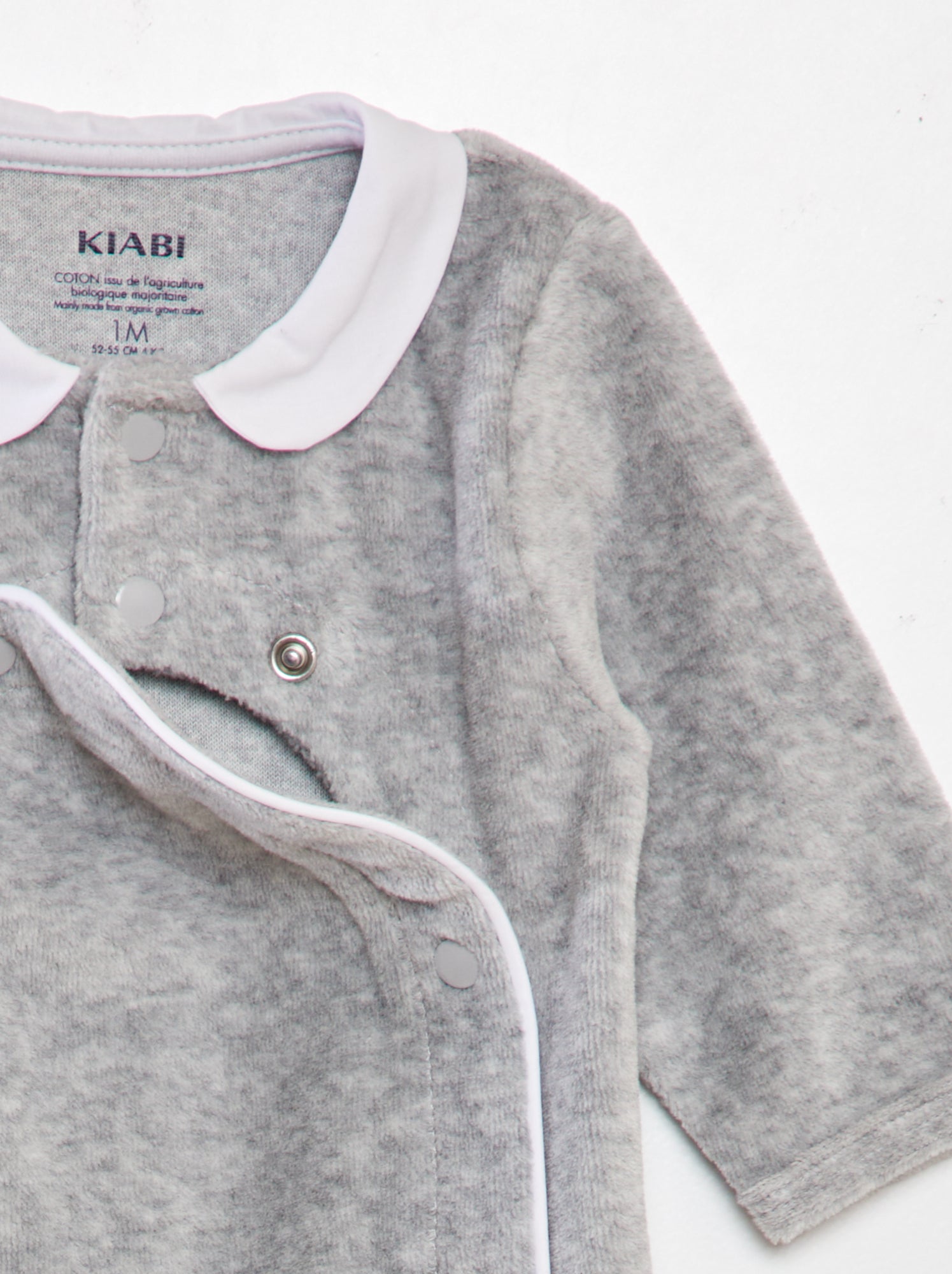 Pyjama en velours col claudine - Gris