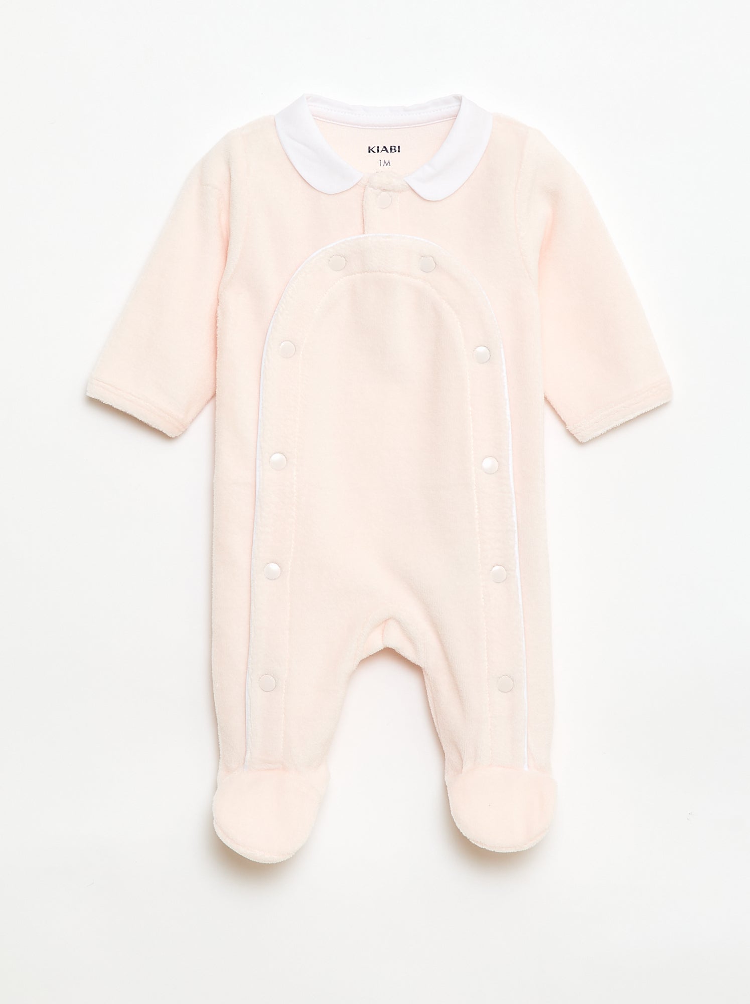 Pyjama en velours col claudine - Rose