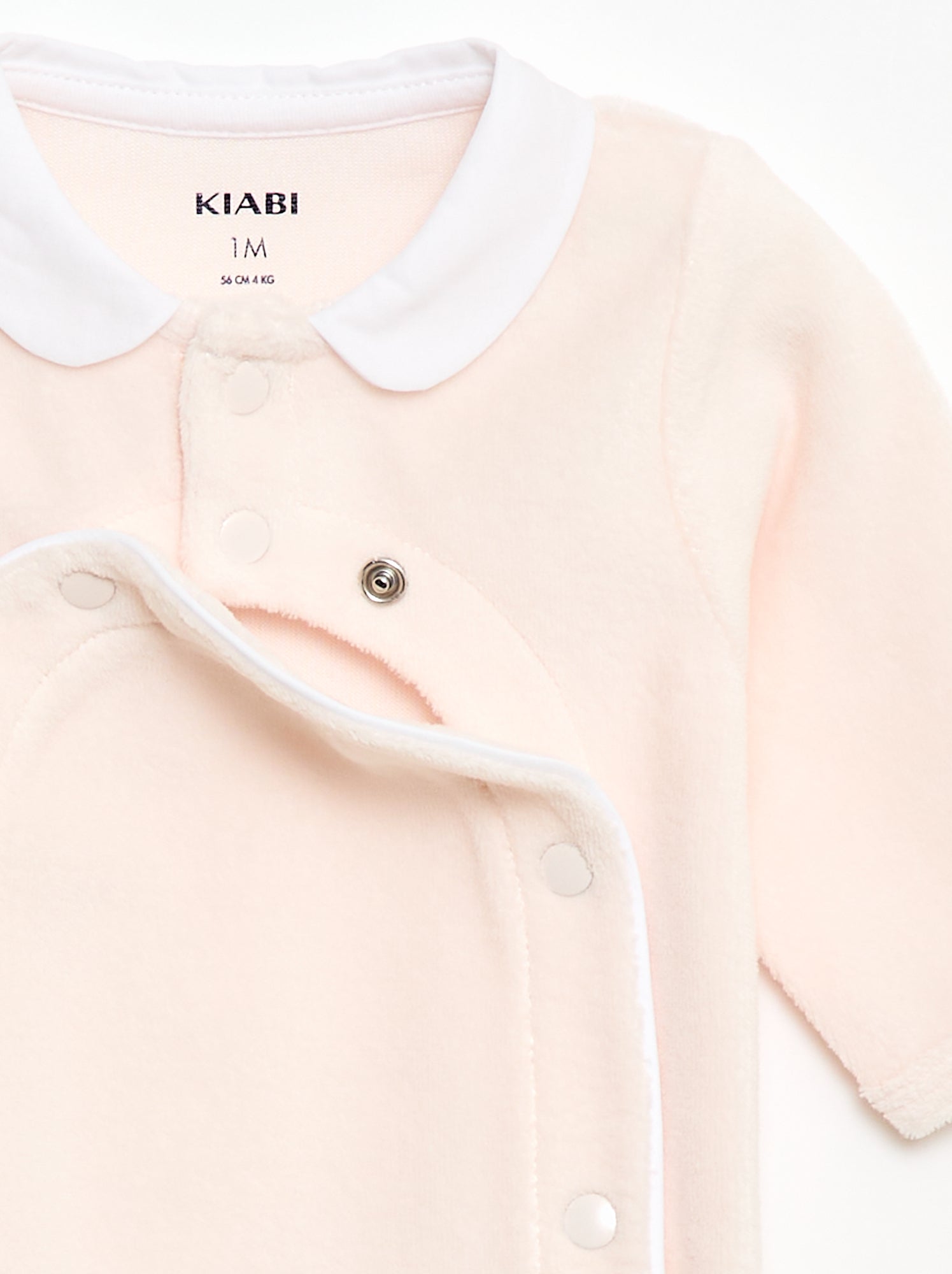 Pyjama en velours col claudine - Rose