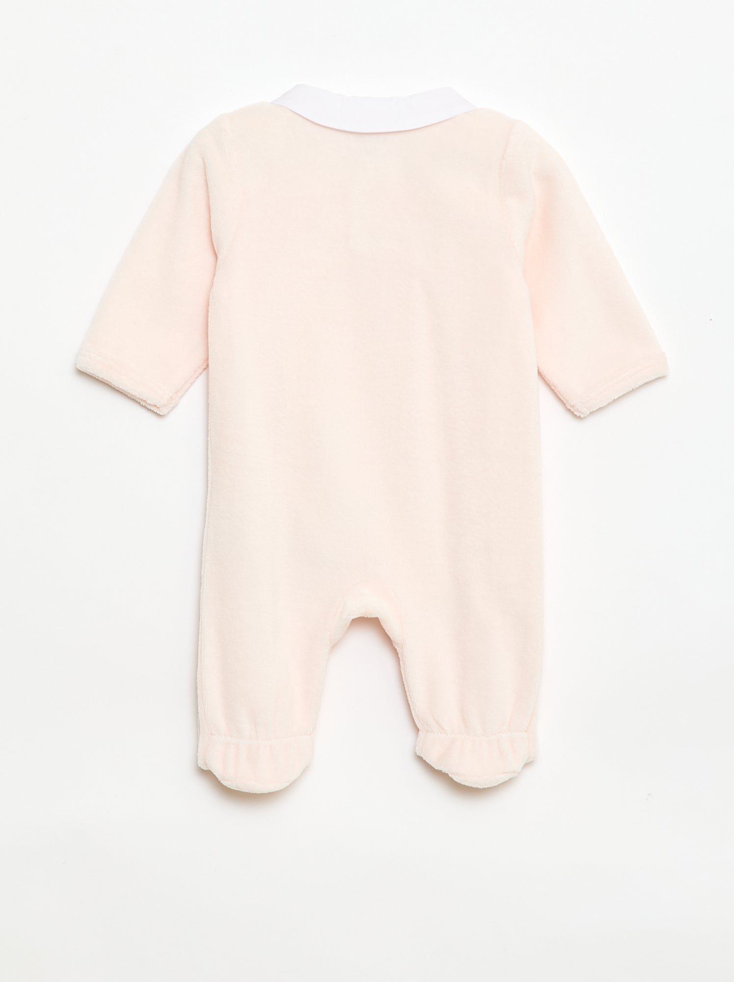 Pyjama en velours col claudine - Rose