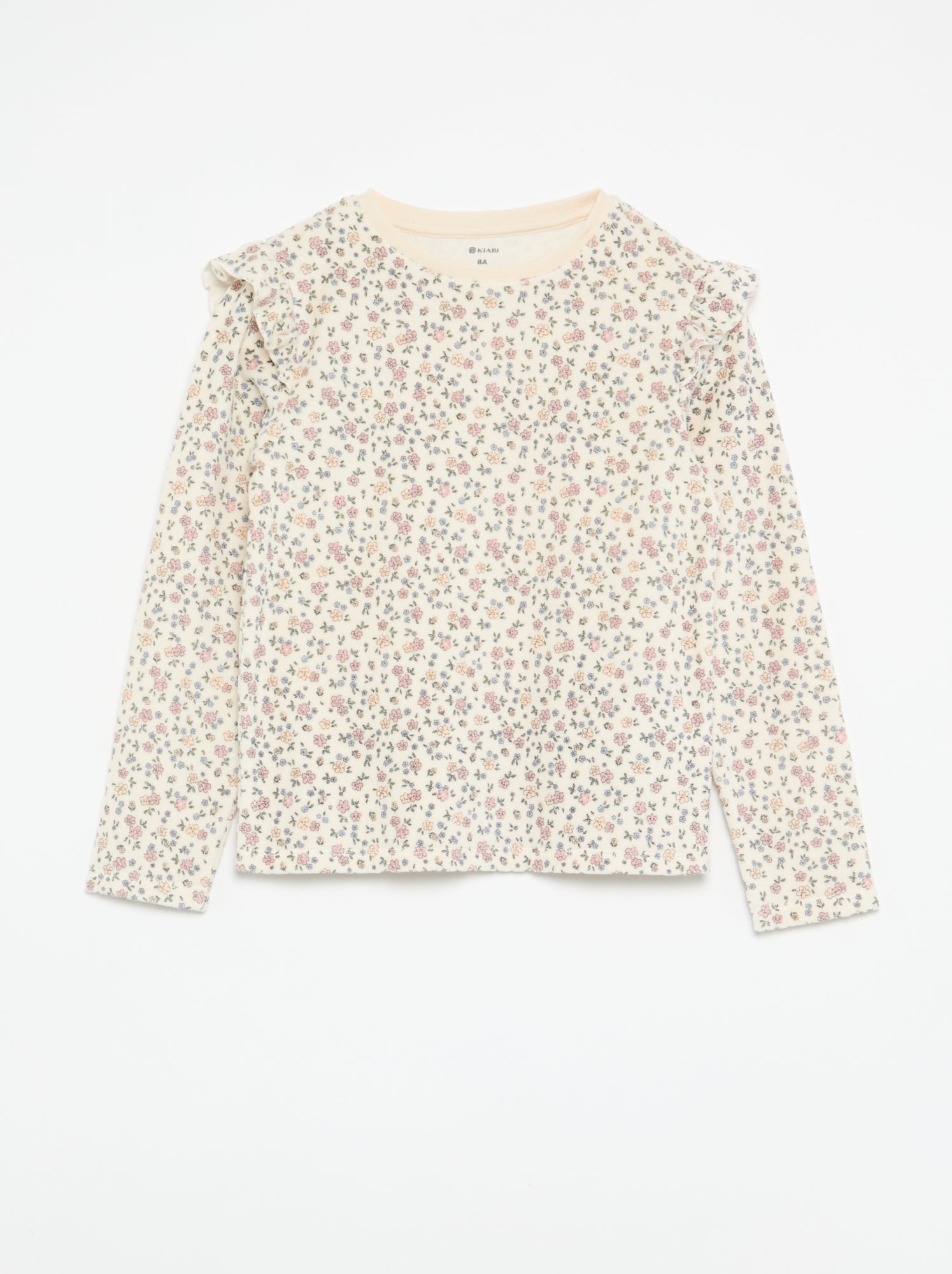 Pyjama en velours imprimé 2 pièces - Sweat + pantalon - Beige