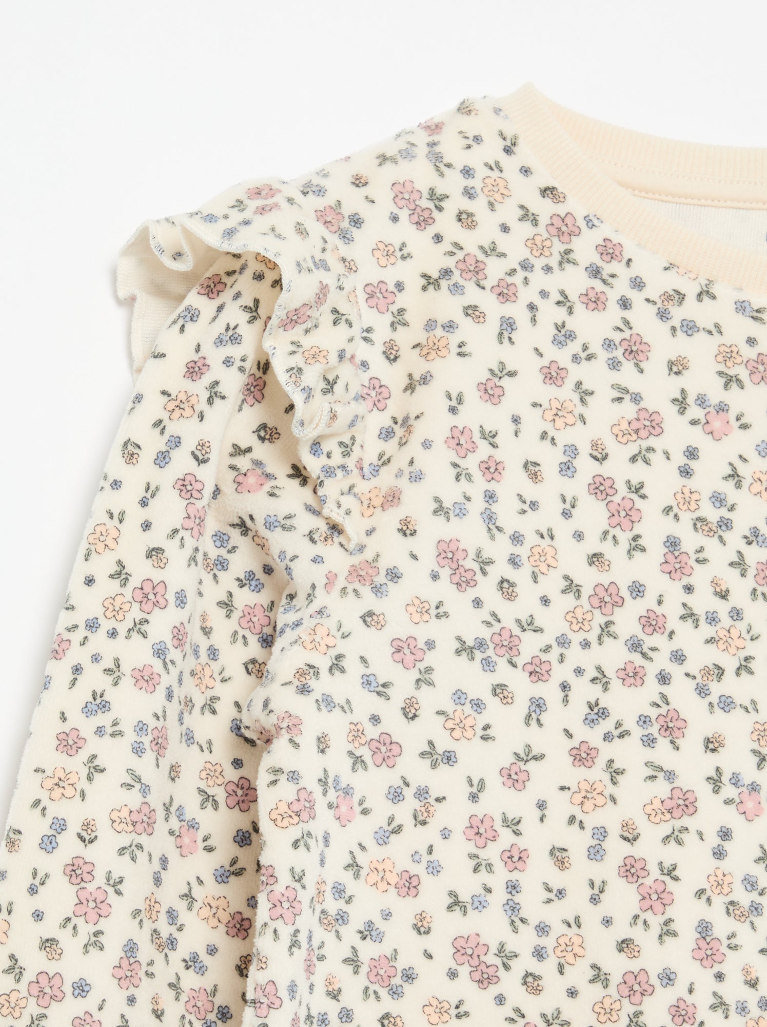 Pyjama en velours imprimé 2 pièces - Sweat + pantalon - Beige