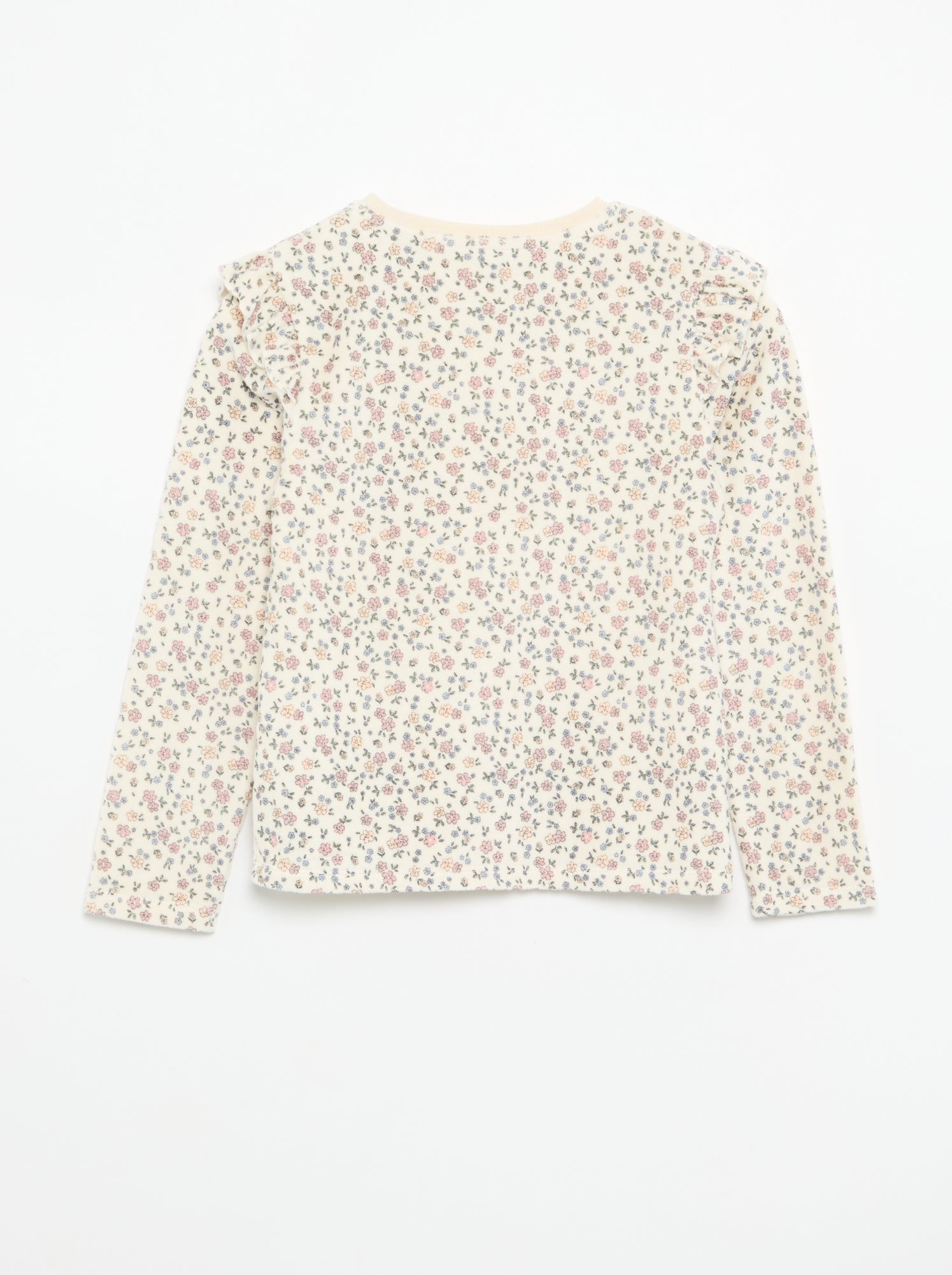 Pyjama en velours imprimé 2 pièces - Sweat + pantalon - Beige