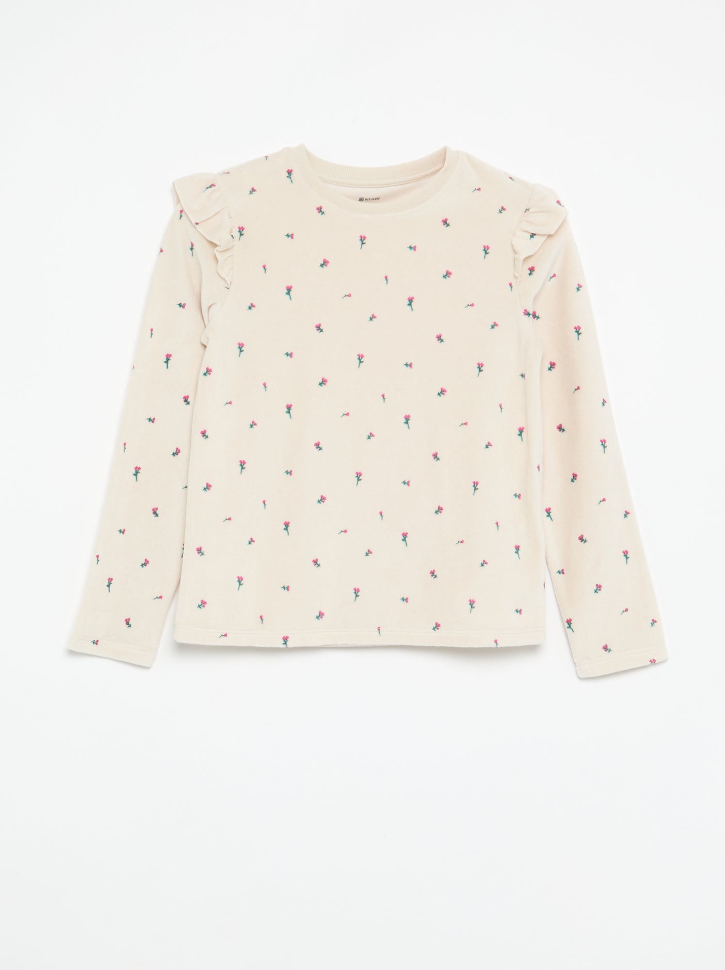 Pyjama en velours imprimé 2 pièces - Sweat + pantalon - Rose