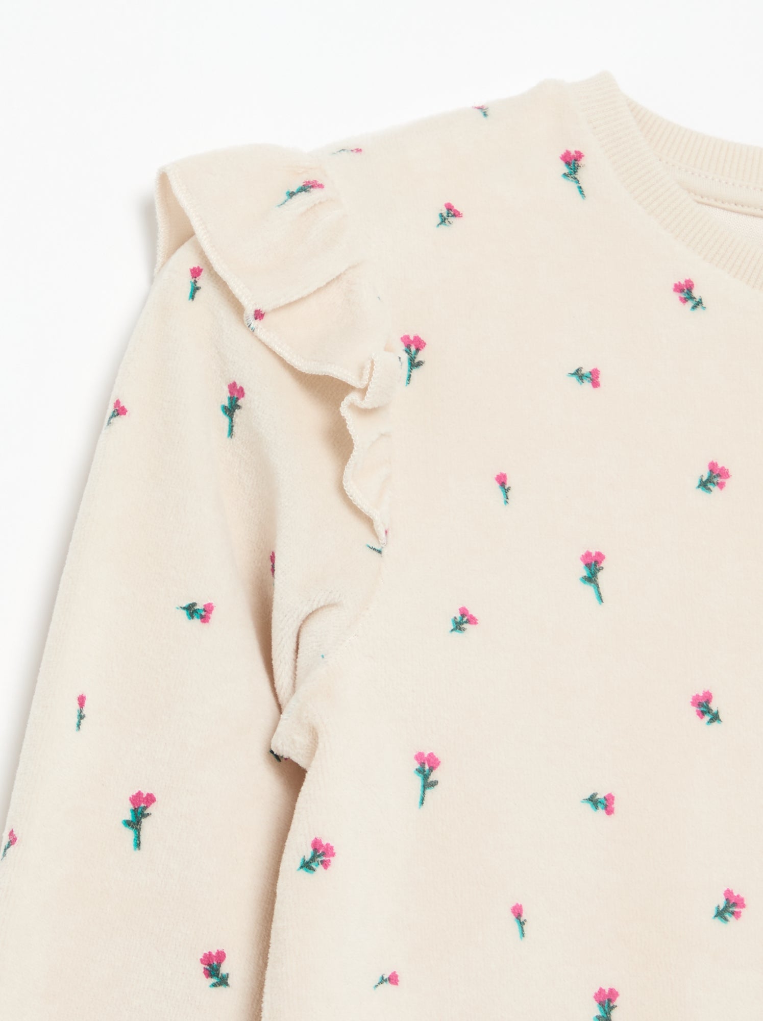 Pyjama en velours imprimé 2 pièces - Sweat + pantalon - Rose