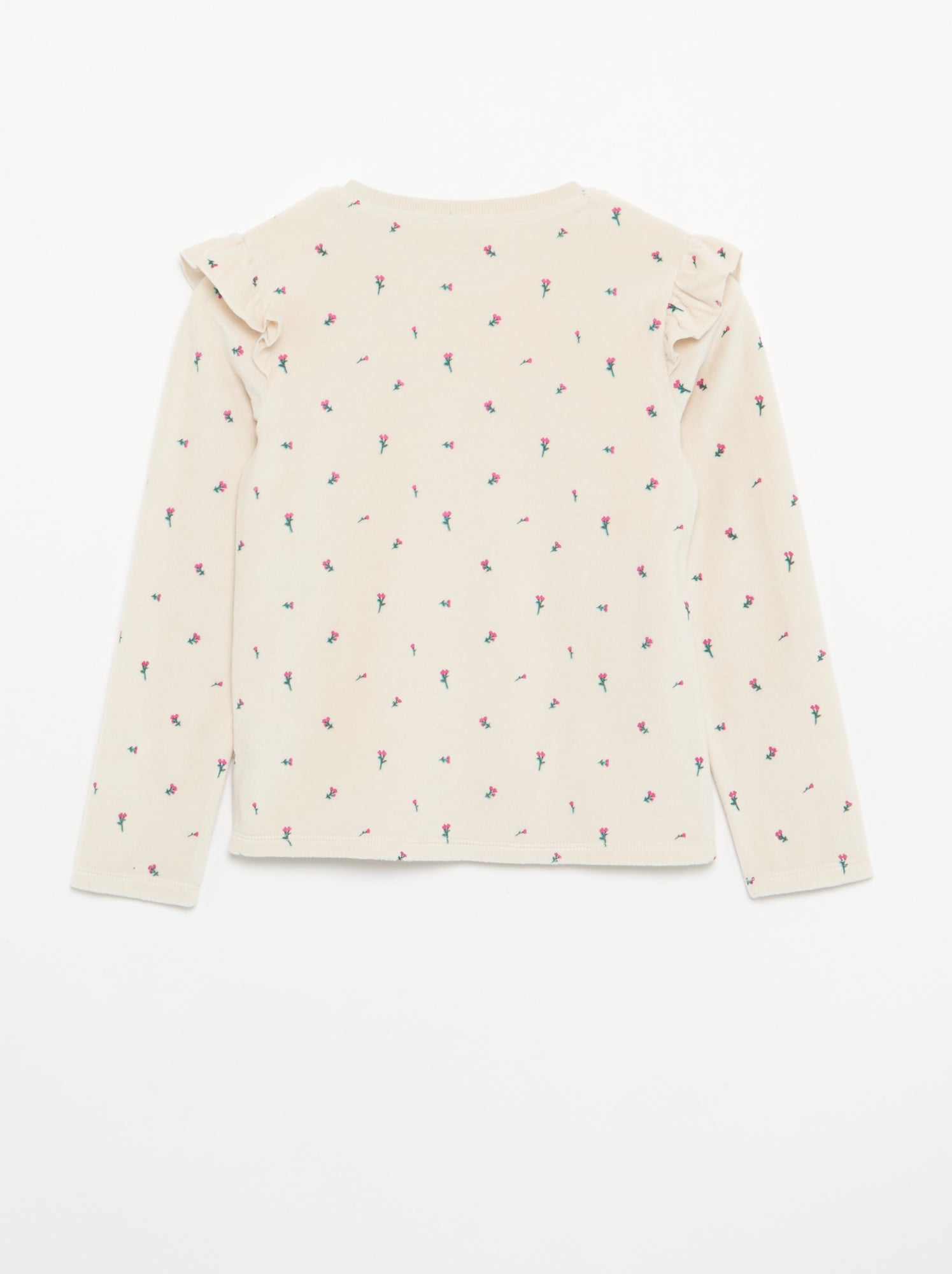 Pyjama en velours imprimé 2 pièces - Sweat + pantalon - Rose