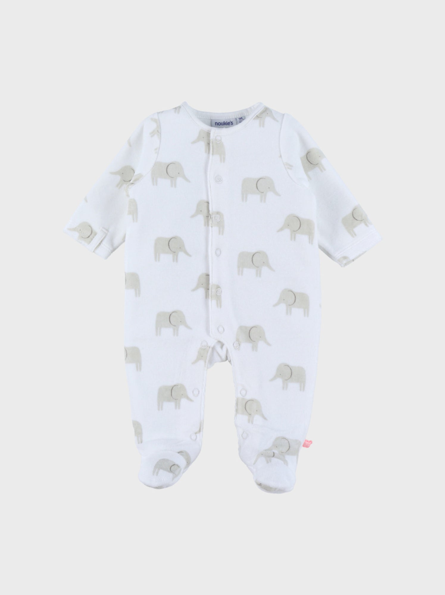 Pyjama en velours imprimé éléphant Bali Noukie's - Blanc