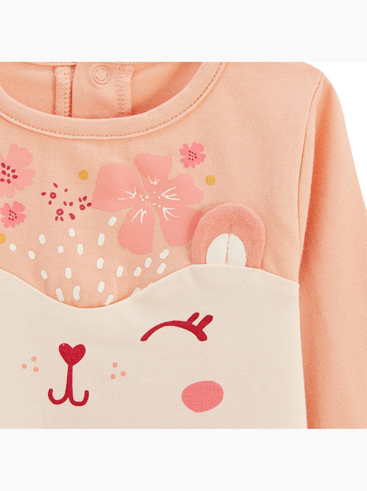 Pyjama enfant 2 pièces à pieds retroussables santa giulia - Corail