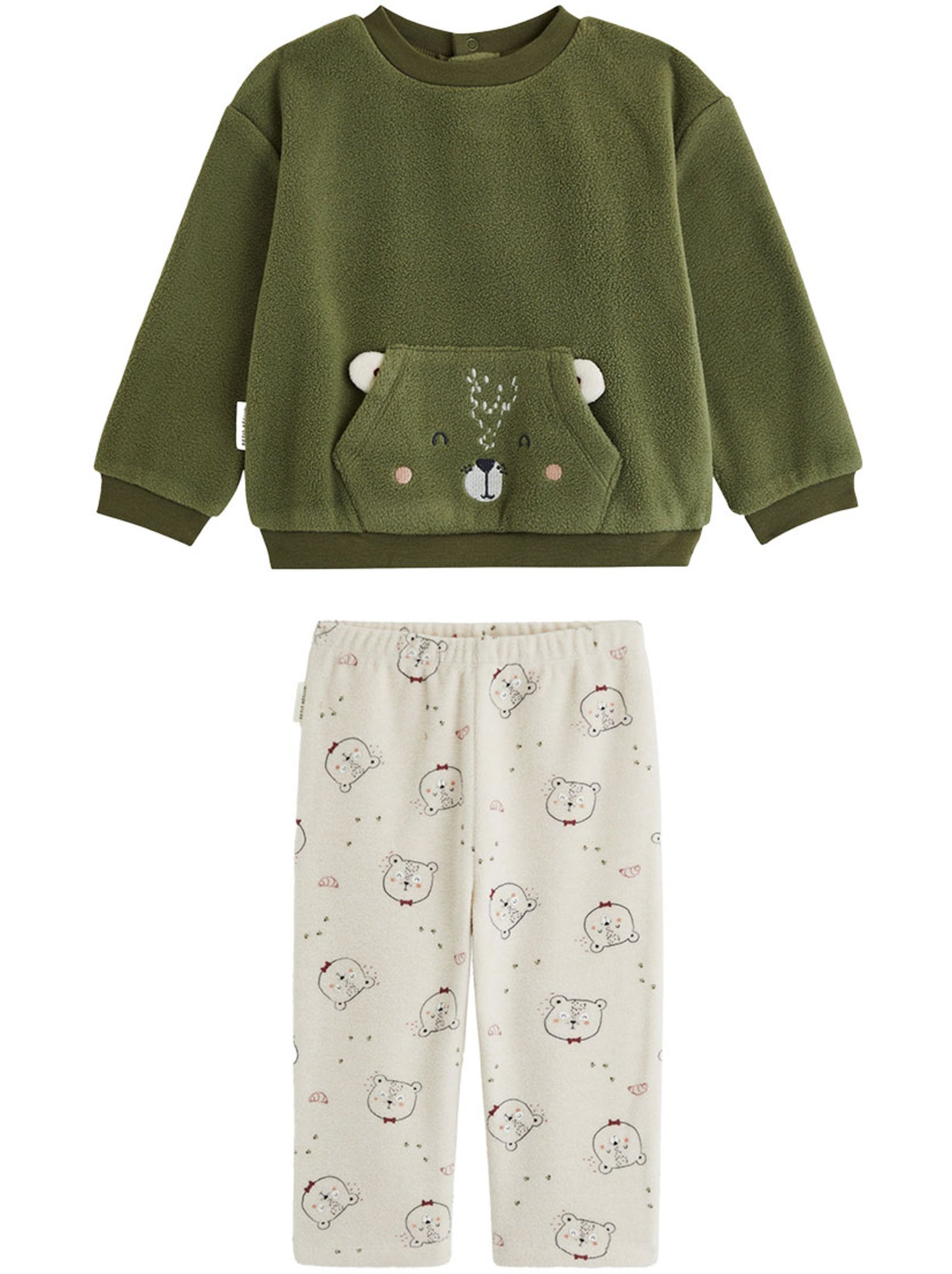 Pyjama enfant 2 pièces en polaire pistache - Kaki