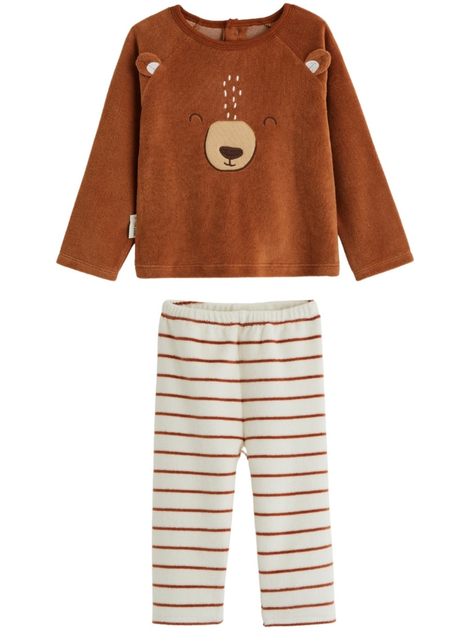 Pyjama enfant 2 pièces en velours moka - Marron