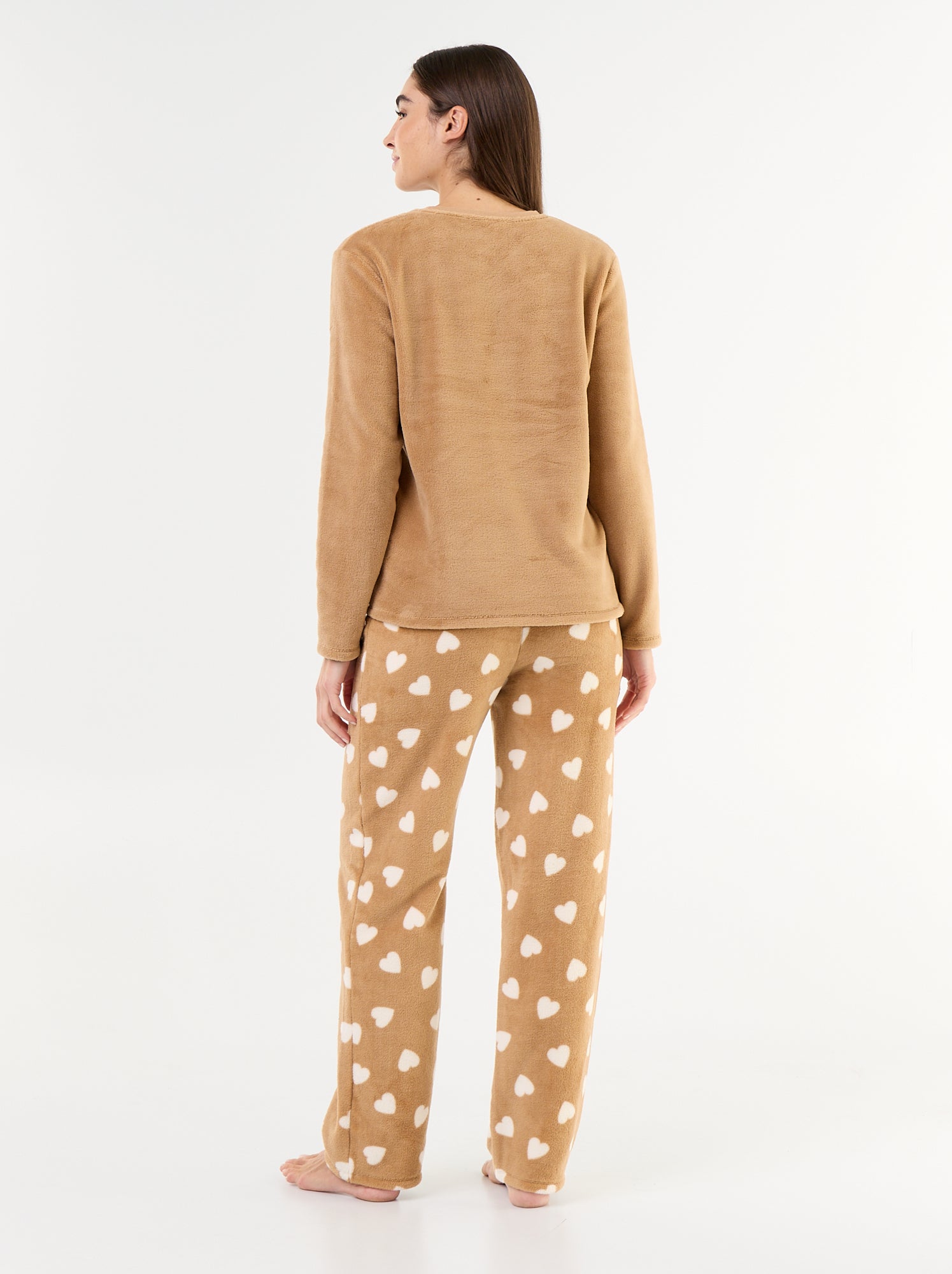 Pyjama long 'Minnie' de 'Disney' en polaire - 2 pièces - Beige