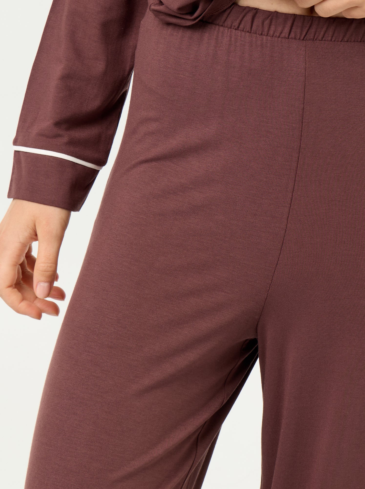Pyjama long en maille douce stretch - 2 pièces - Marron