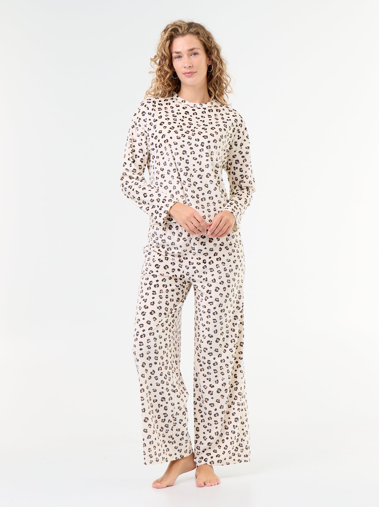 Pyjama long en velours côtelé - 2 pièces - Blanc