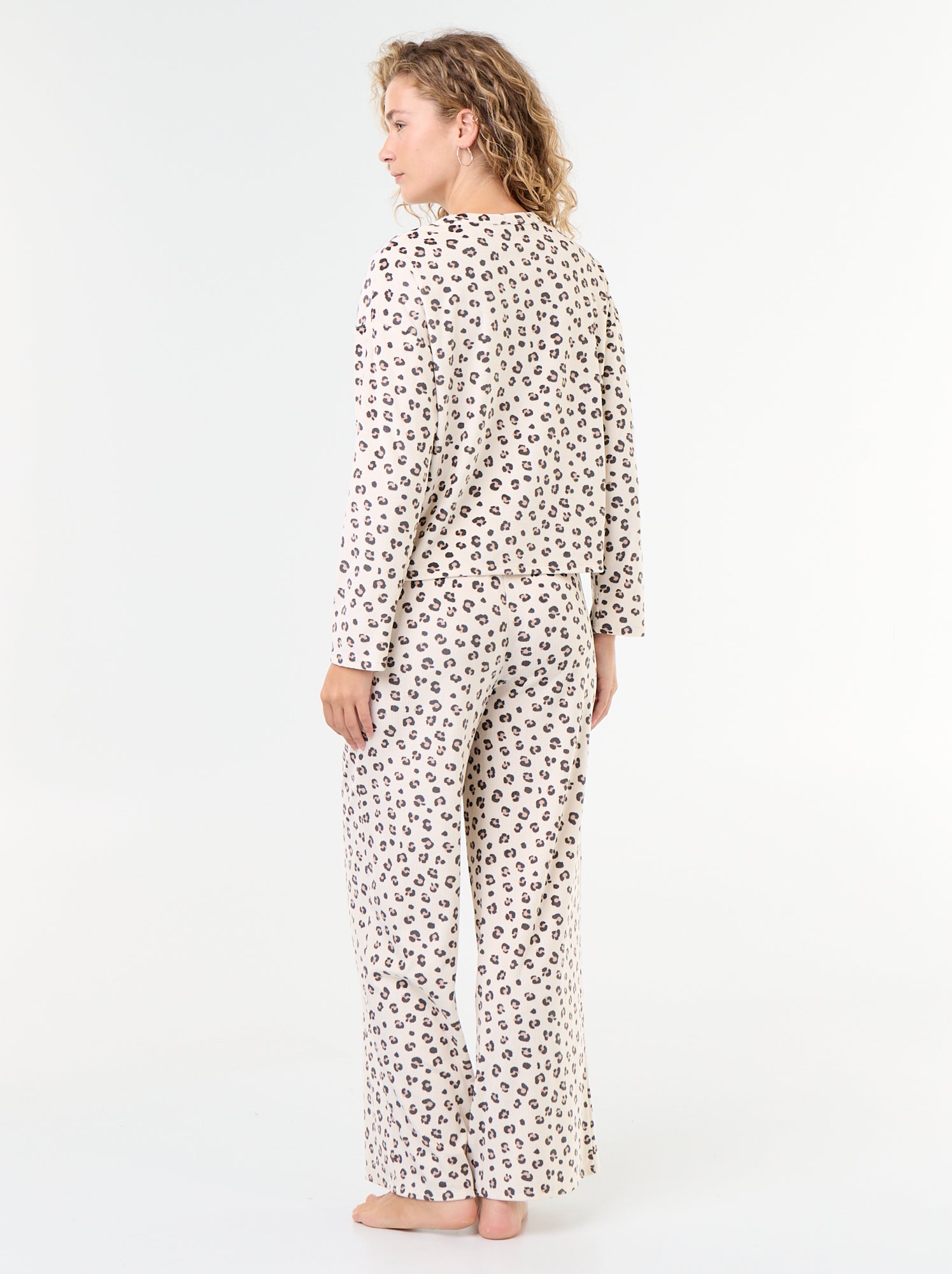 Pyjama long en velours côtelé - 2 pièces - Blanc