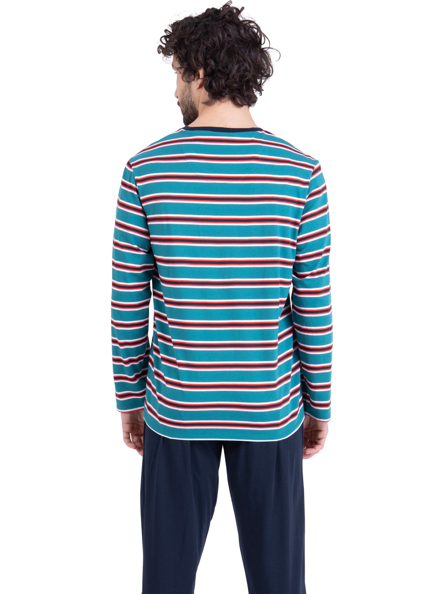 Pyjama long homme rayures aventure athena - Bleu Rouge Bleu