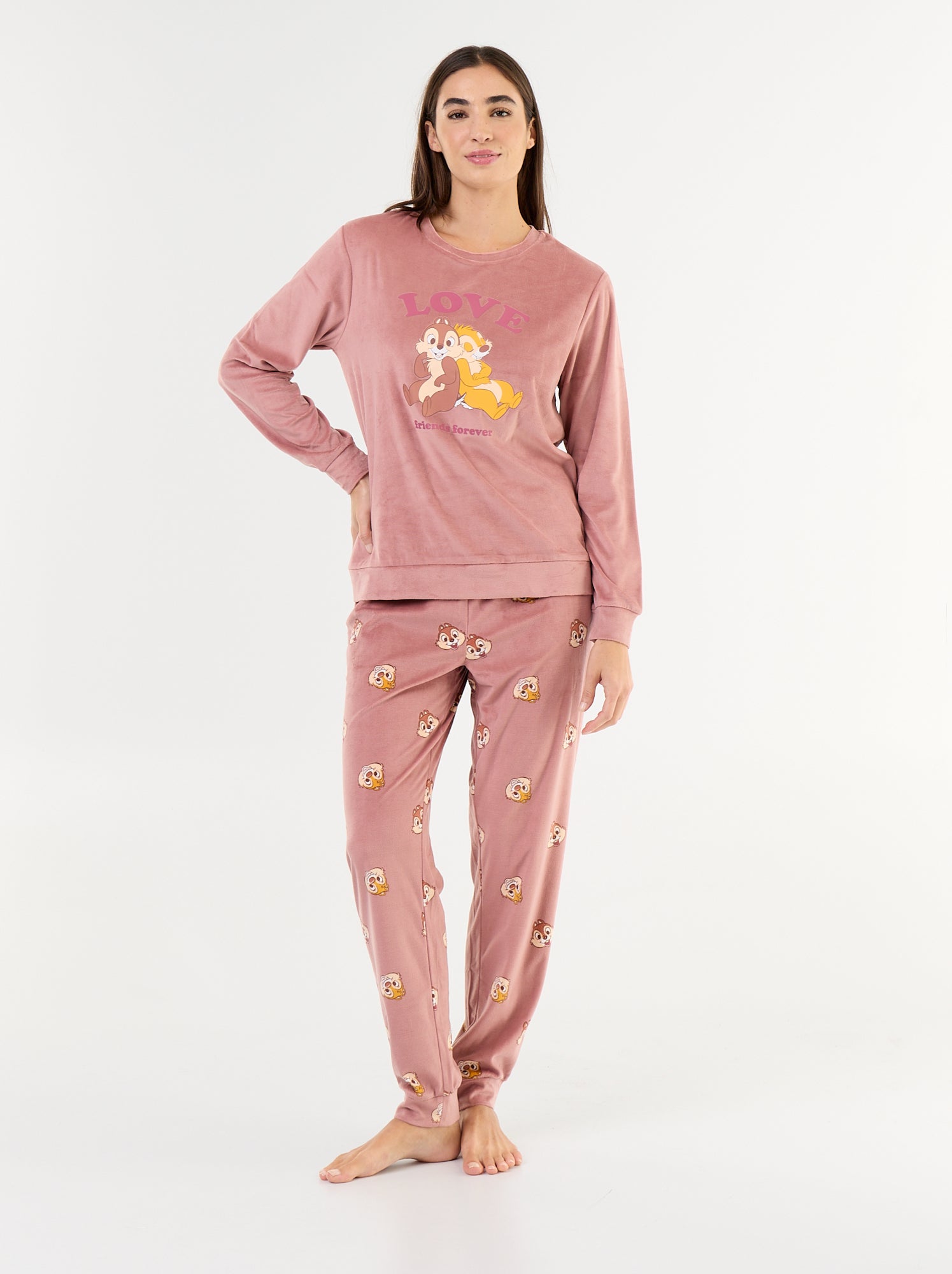 Pyjama long imprimé 'Disney' - 2 pièces - Rose