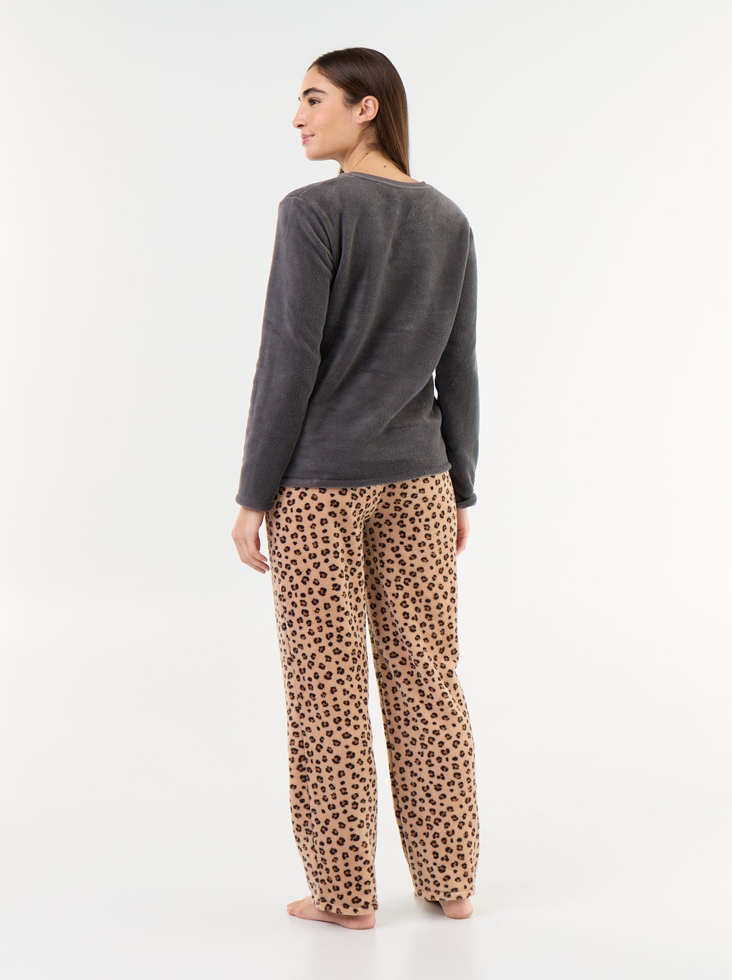 Pyjama long 'Minnie' de 'Disney' en polaire - 2 pièces - Gris