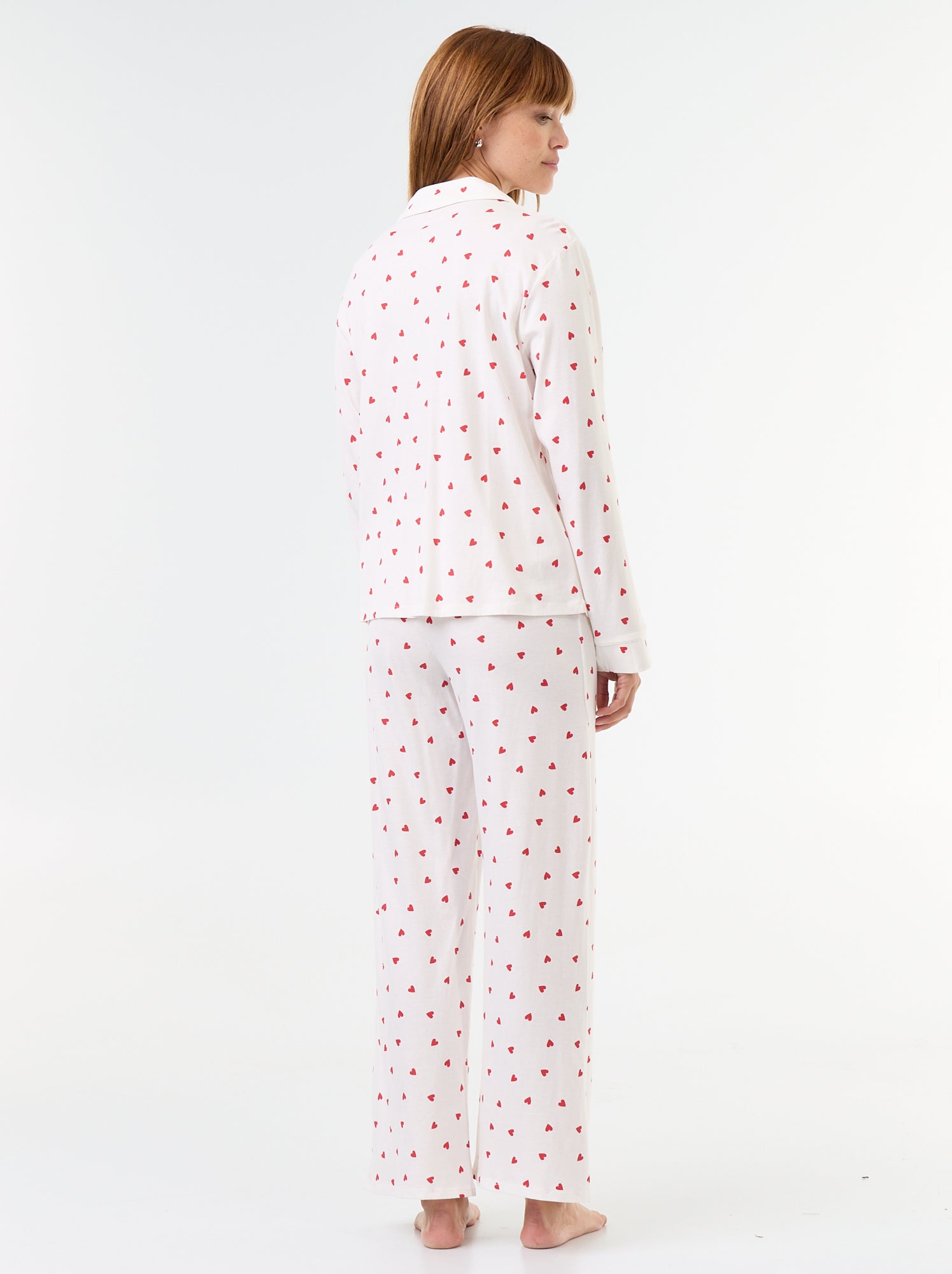 Pyjama long motif - 2 pièces - Blanc
