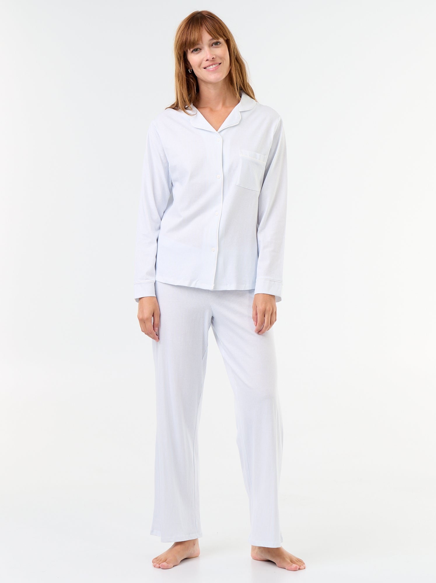 Pyjama long motif - 2 pièces - Bleu