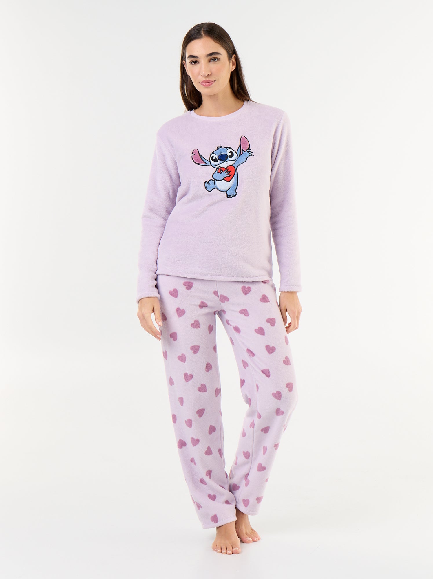 Pyjama long 'Minnie' de 'Disney' en polaire - 2 pièces - Rose