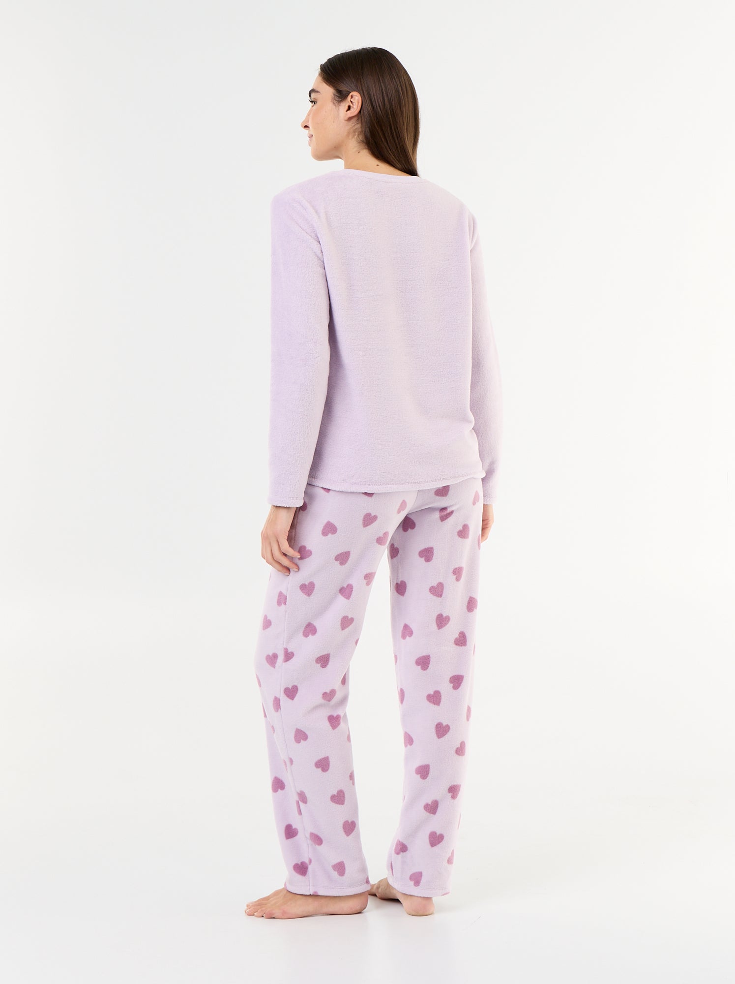 Pyjama long 'Minnie' de 'Disney' en polaire - 2 pièces - Rose