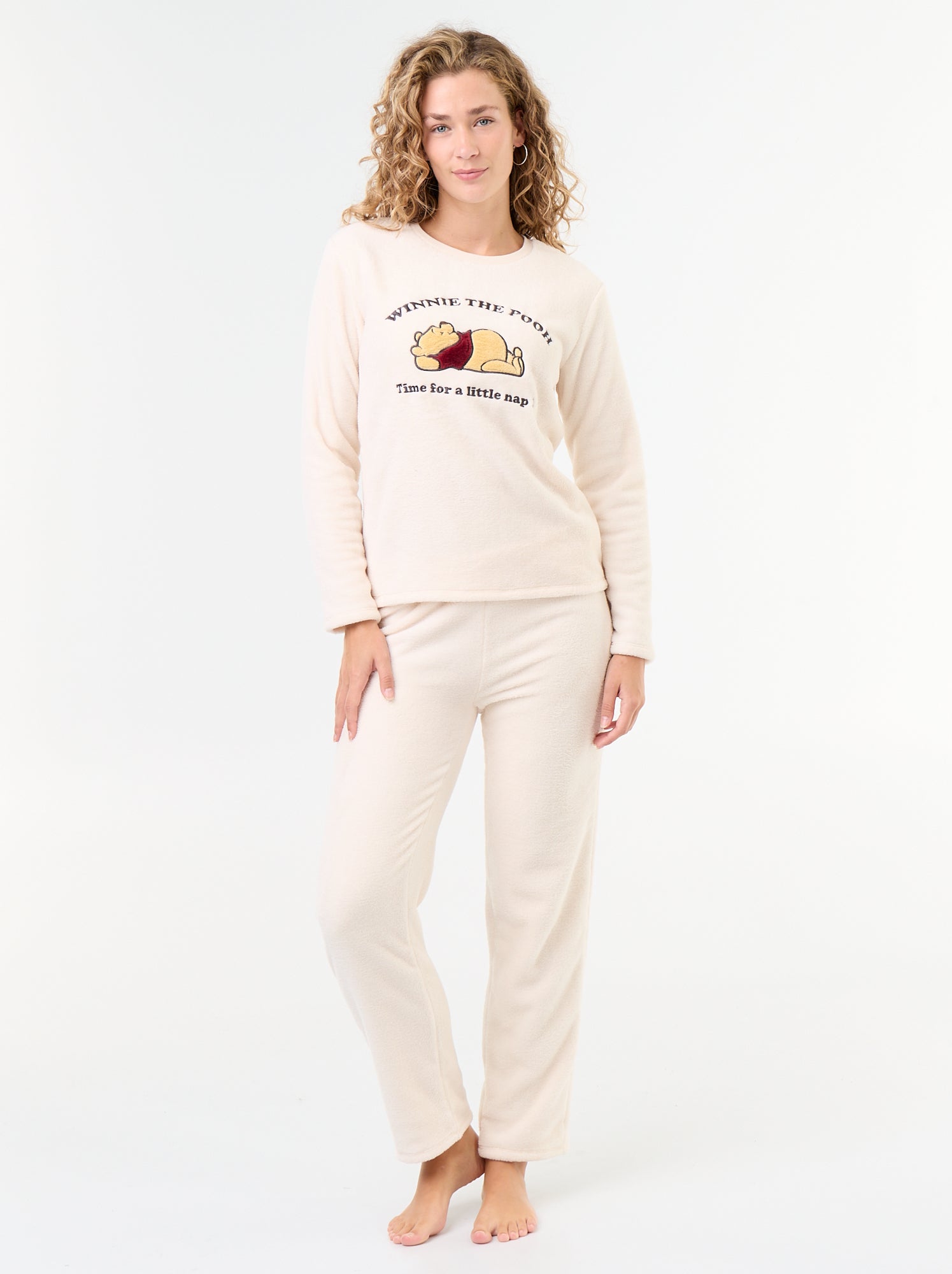 Pyjama long 'Minnie' de 'Disney' en polaire - 2 pièces - Blanc