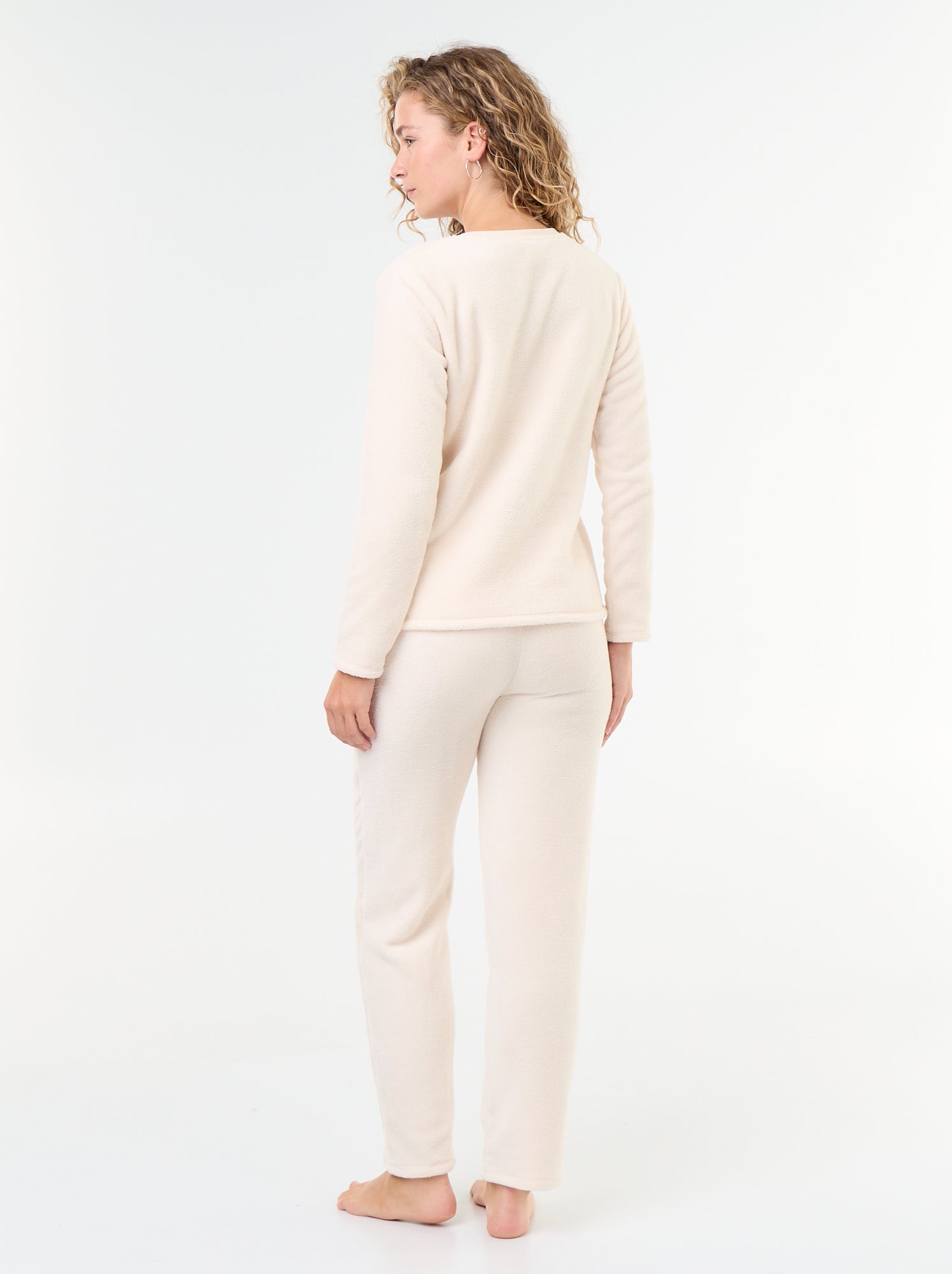 Pyjama long 'Minnie' de 'Disney' en polaire - 2 pièces - Blanc