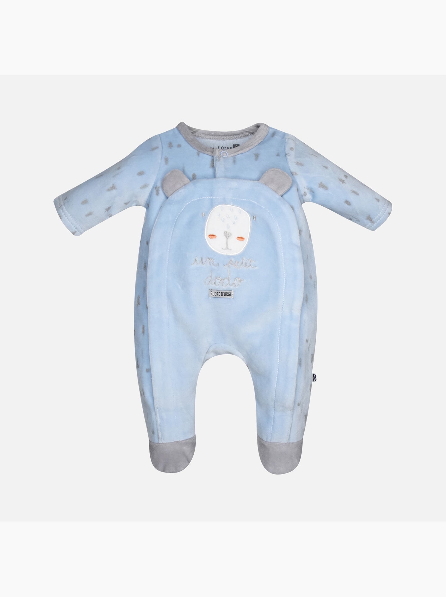 Pyjama naissance fabbio velours rase - Bleu