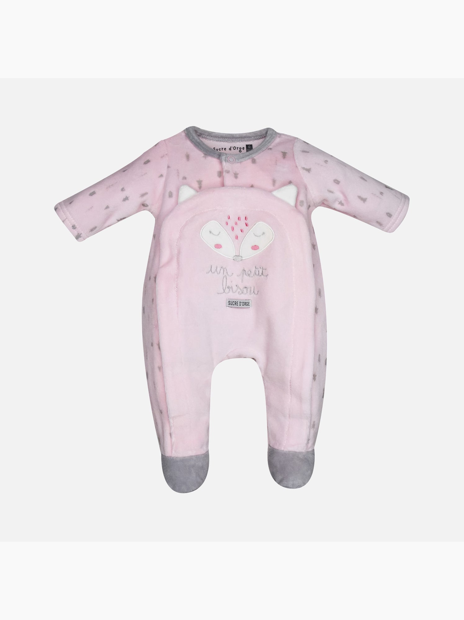 Pyjama naissance fabienne velours rase - Rose