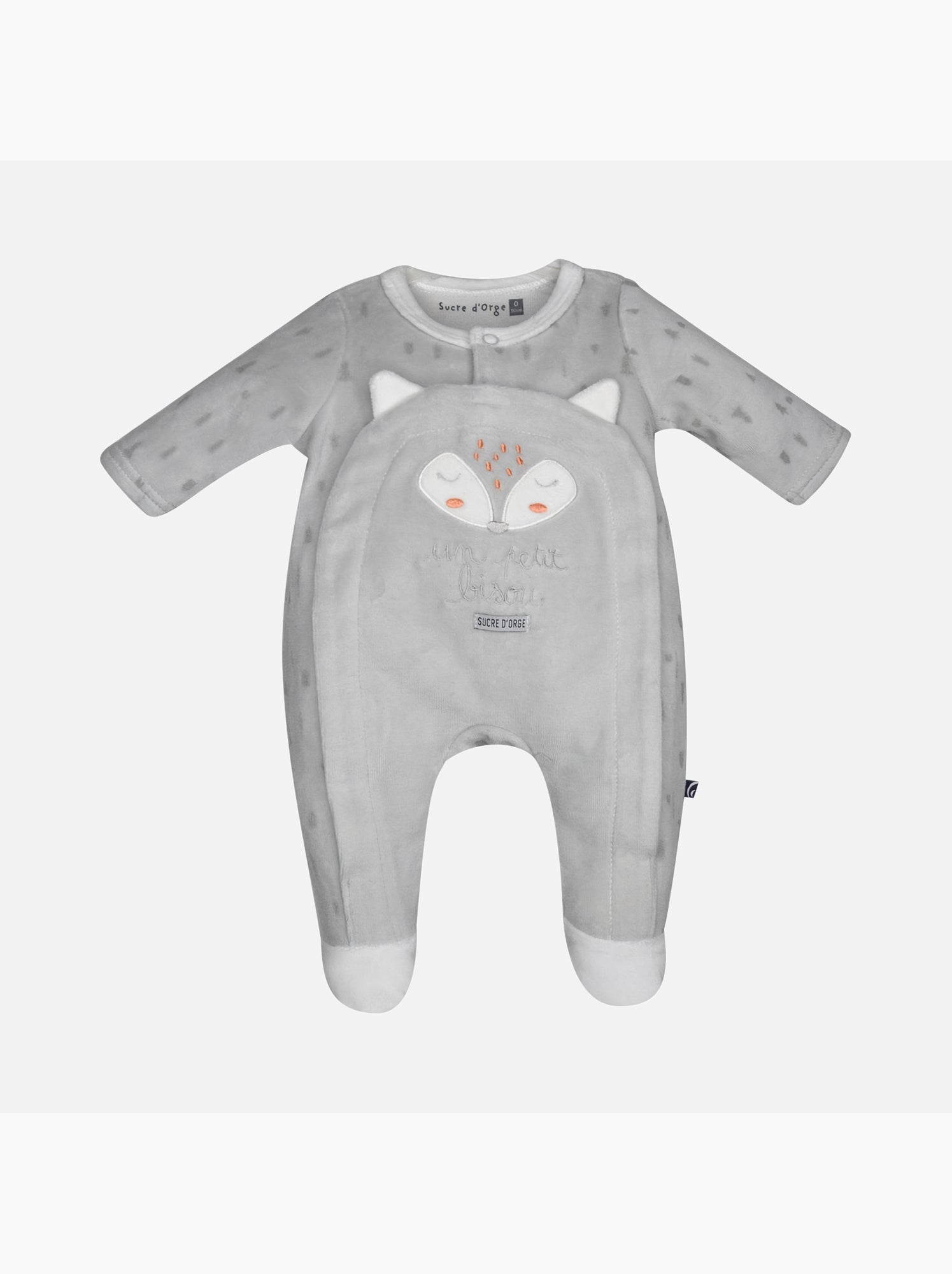 Pyjama naissance fabrizio velours rase - Gris