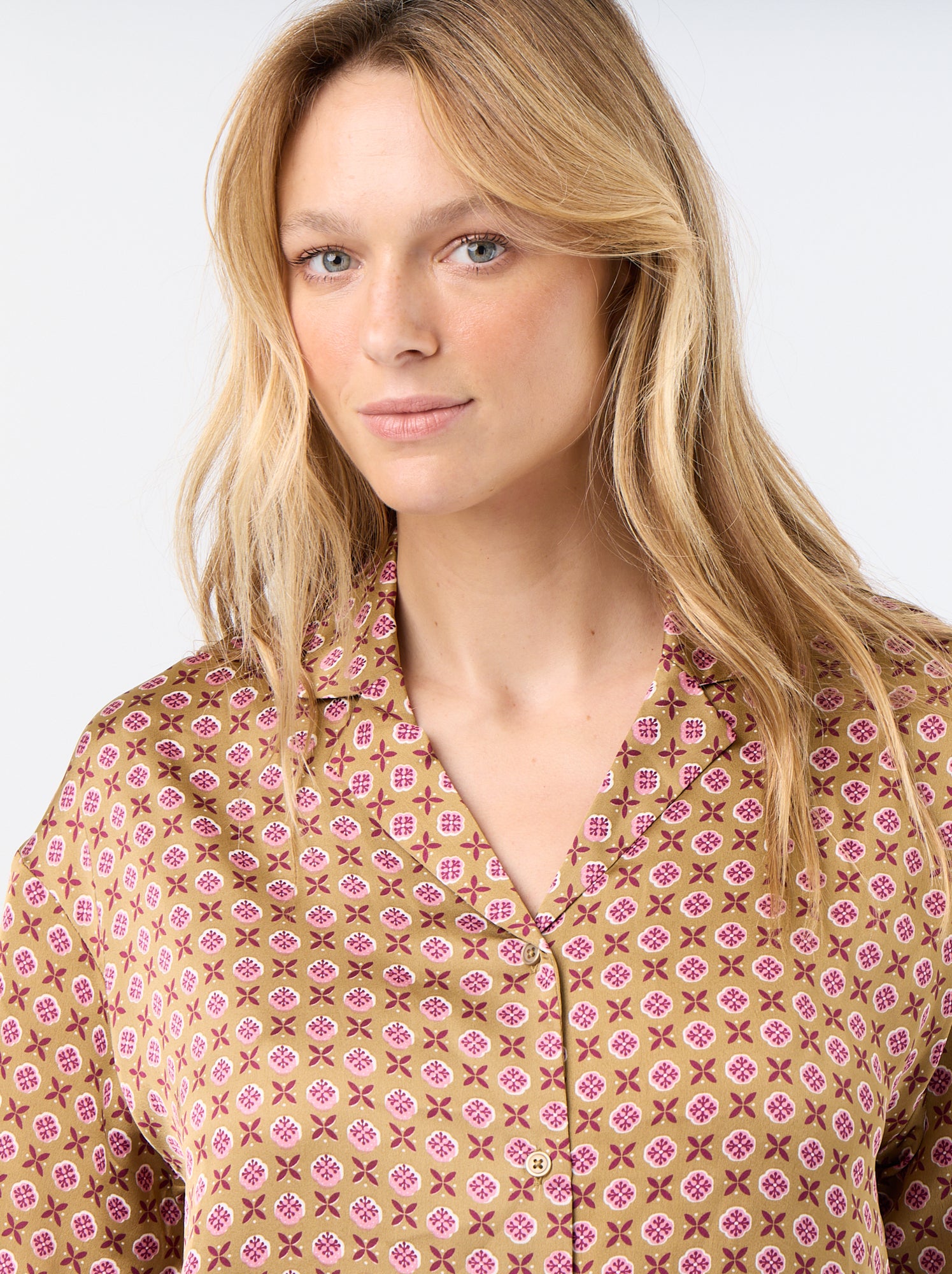 Pyjama satiné imprimé - Marron