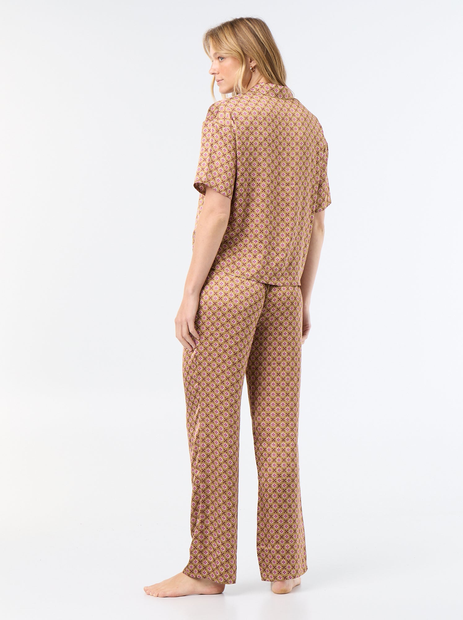 Pyjama satiné imprimé - Marron