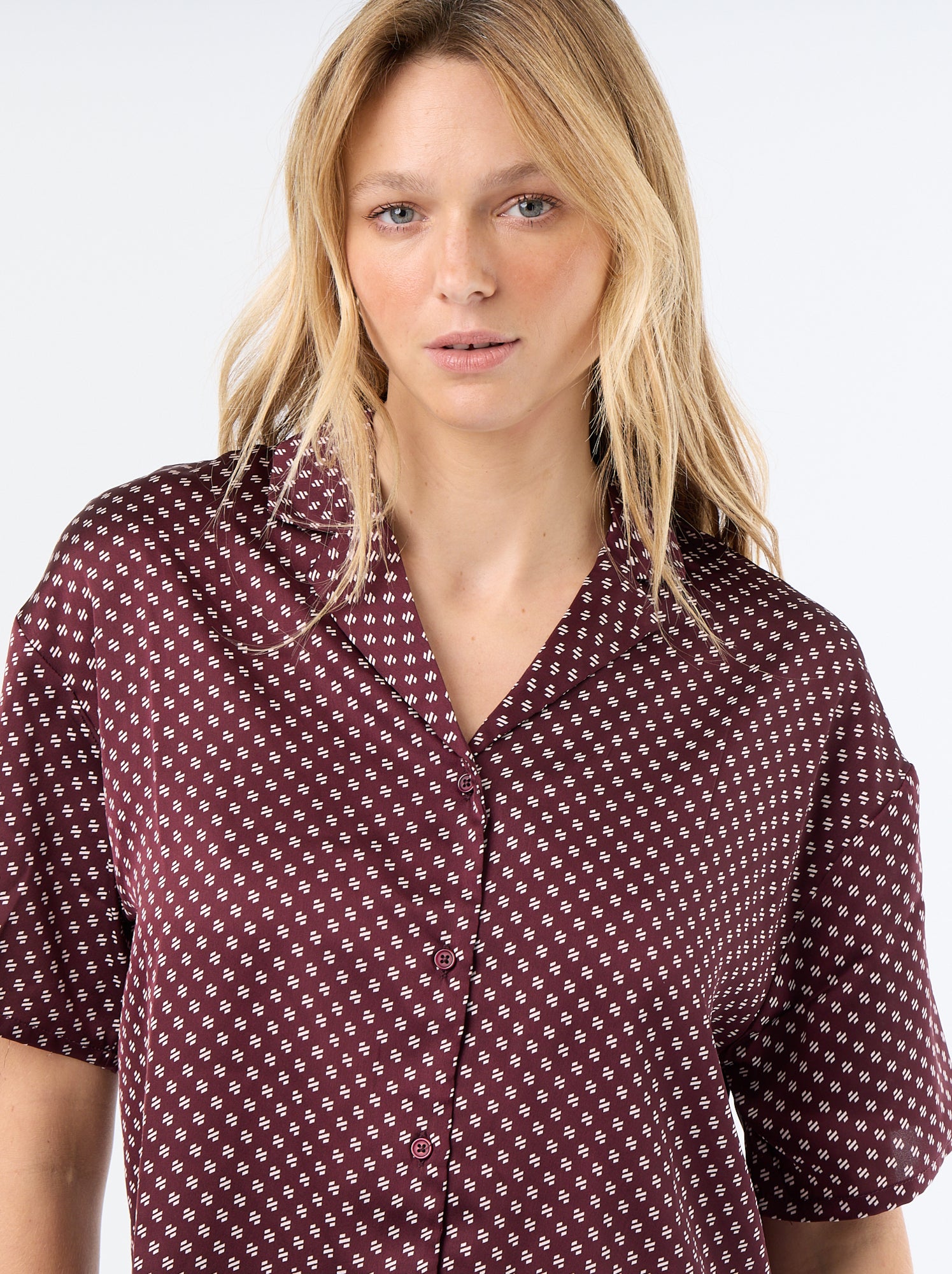 Pyjama satiné imprimé - Rouge