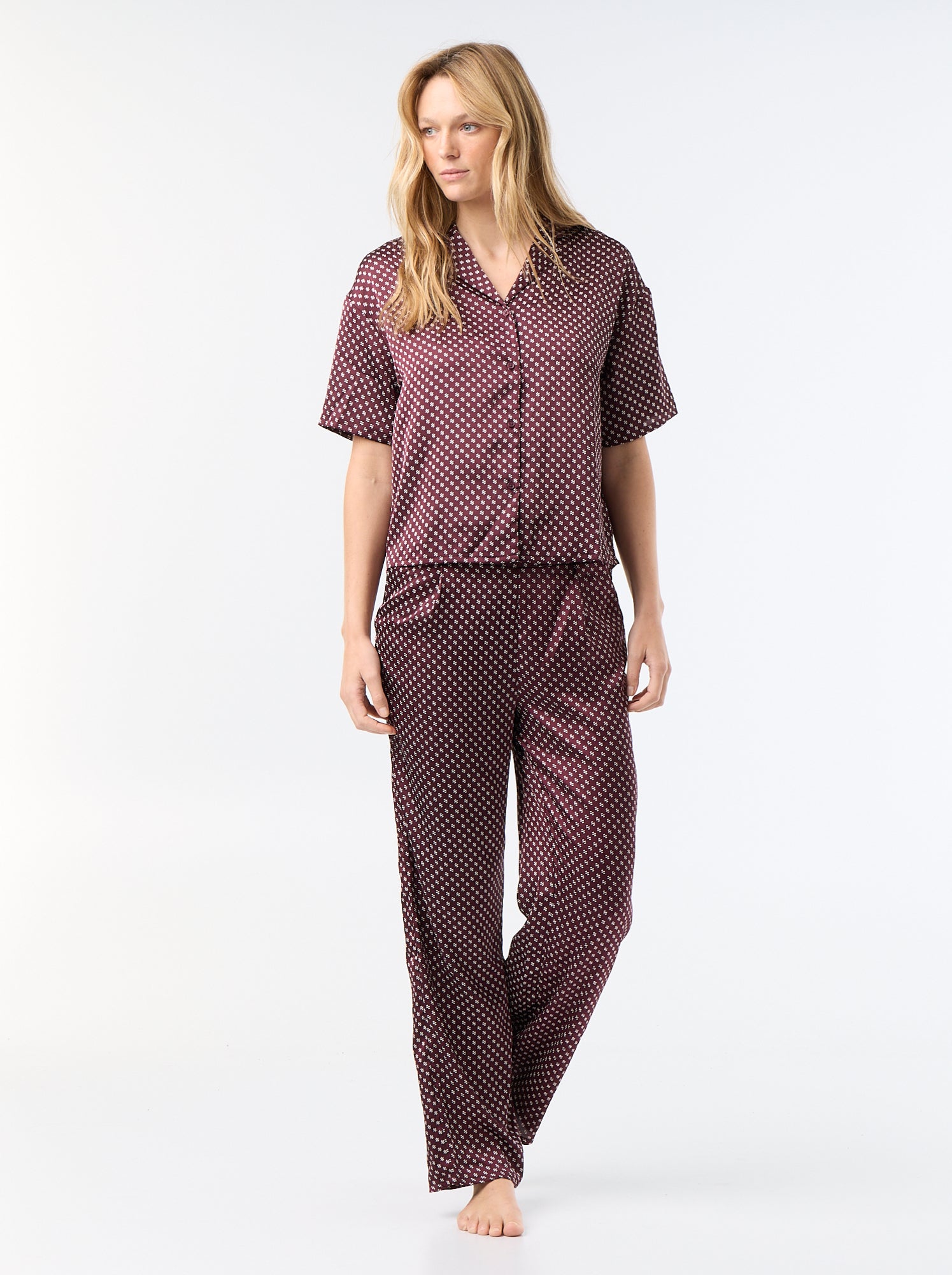 Pyjama satiné imprimé - Rouge