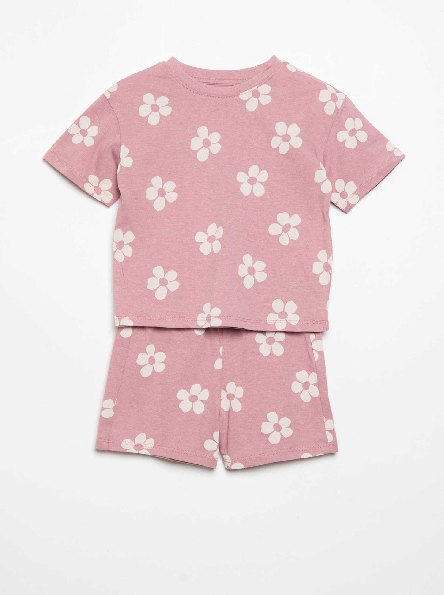 Pyjama short 2 pièces en jersey imprimé - Rose