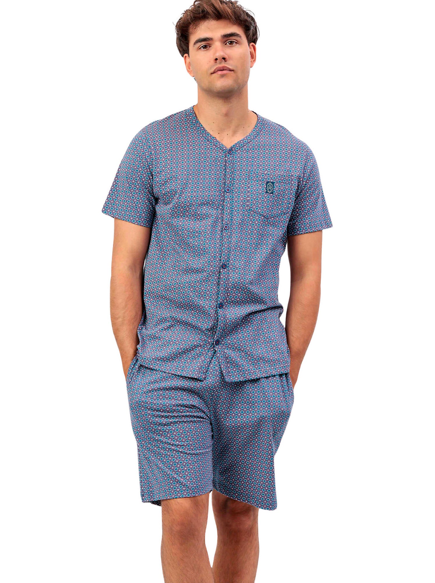 Pyjama short chemise manches courtes sterling - Bleu