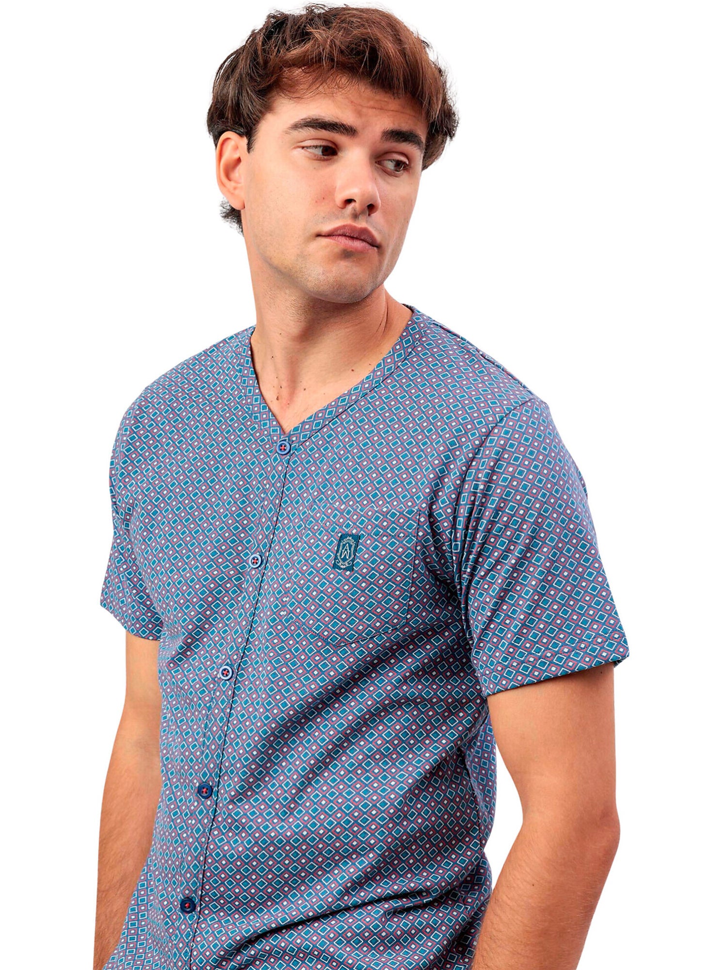 Pyjama short chemise manches courtes sterling - Bleu