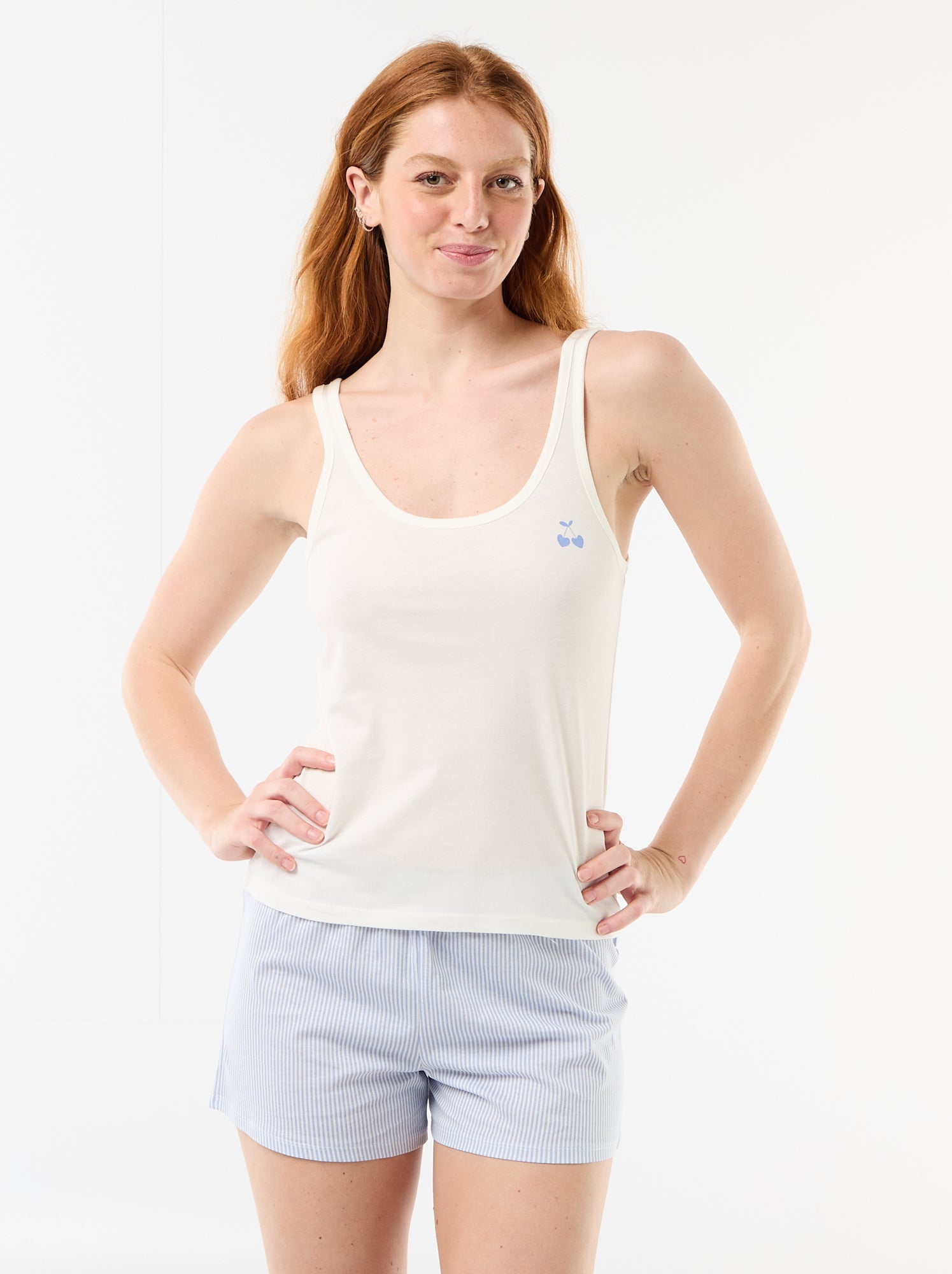 Pyjama short imprimé - 2 pièces - Bleu (EXM39_1)