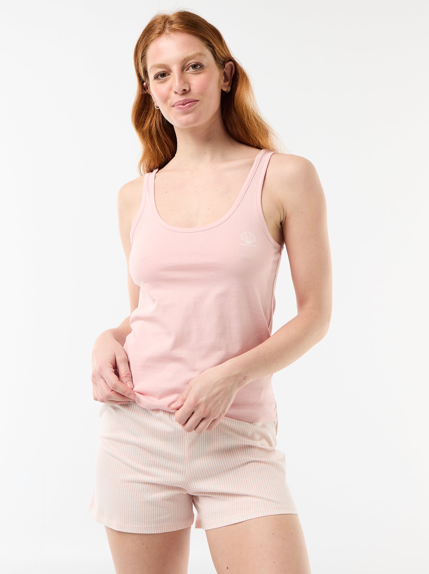 Pyjama short imprimé - 2 pièces - Rose (EXM39_3)