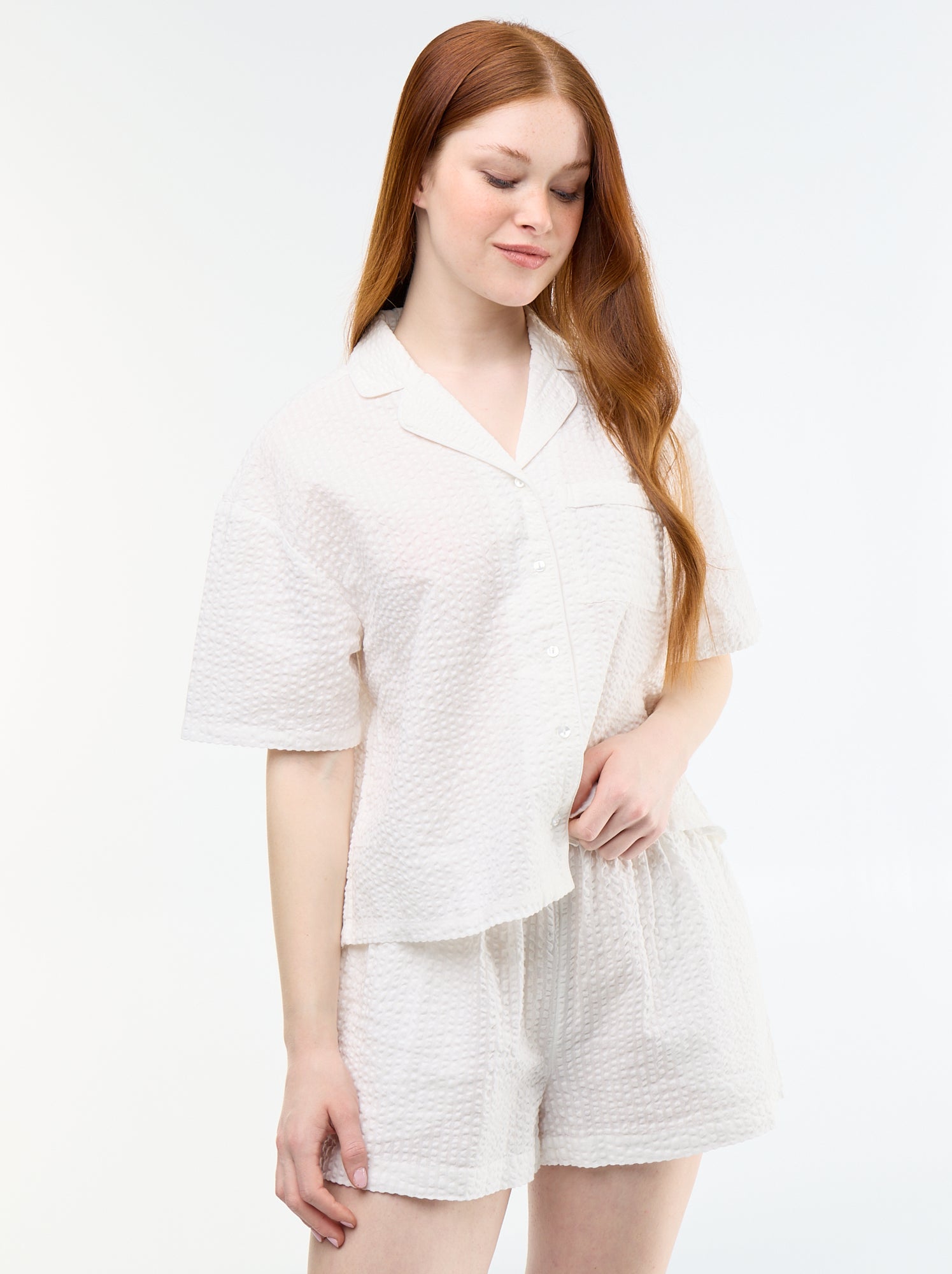 Pyjama short rayé - 2 pièces - Blanc