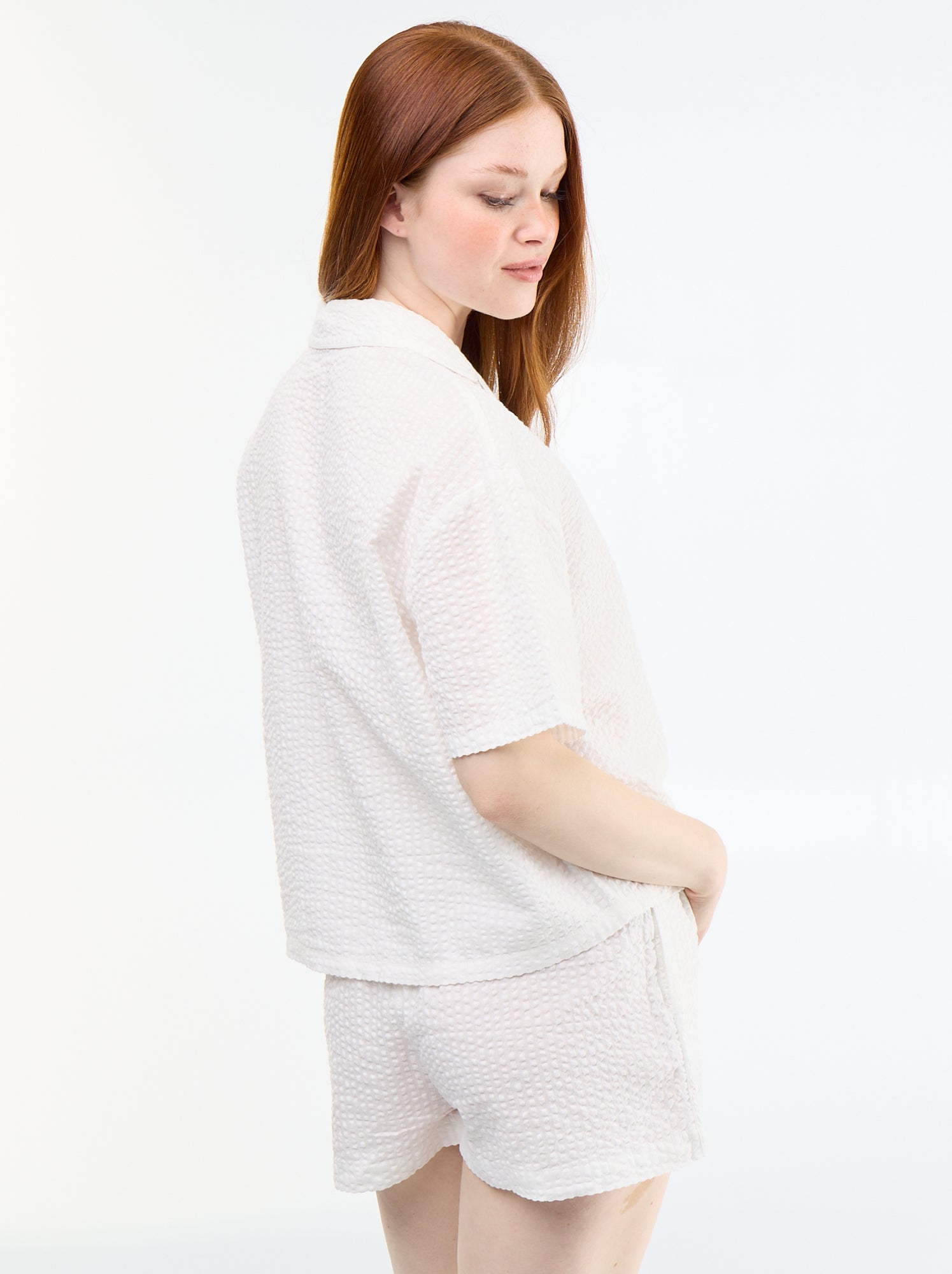 Pyjama short rayé - 2 pièces - Blanc