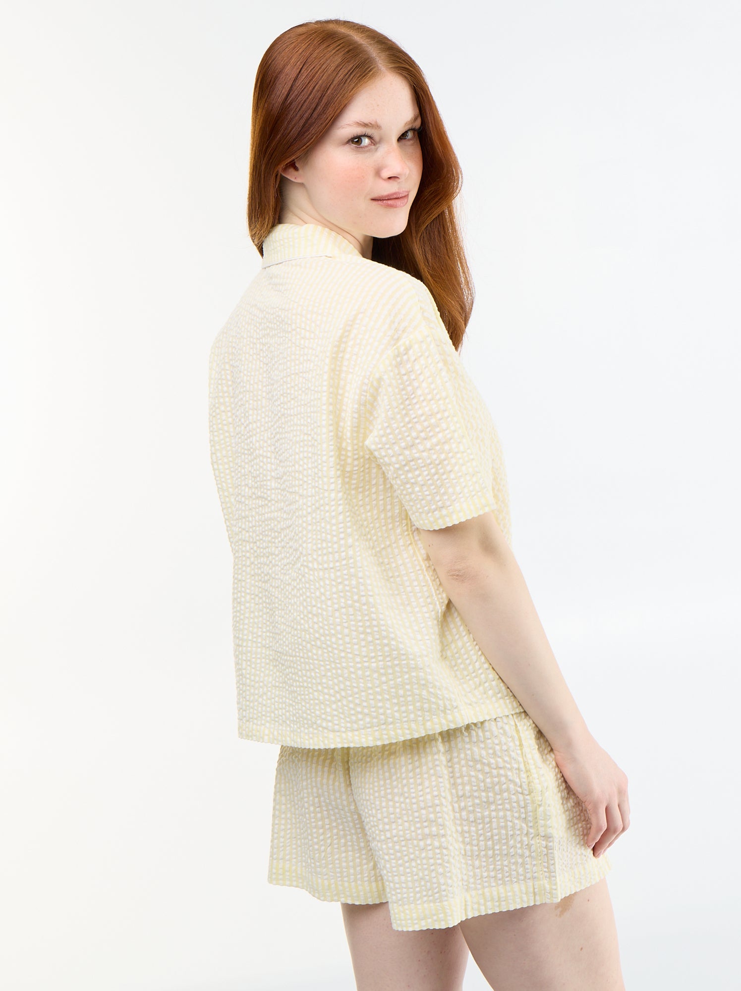 Pyjama short rayé - 2 pièces - Jaune