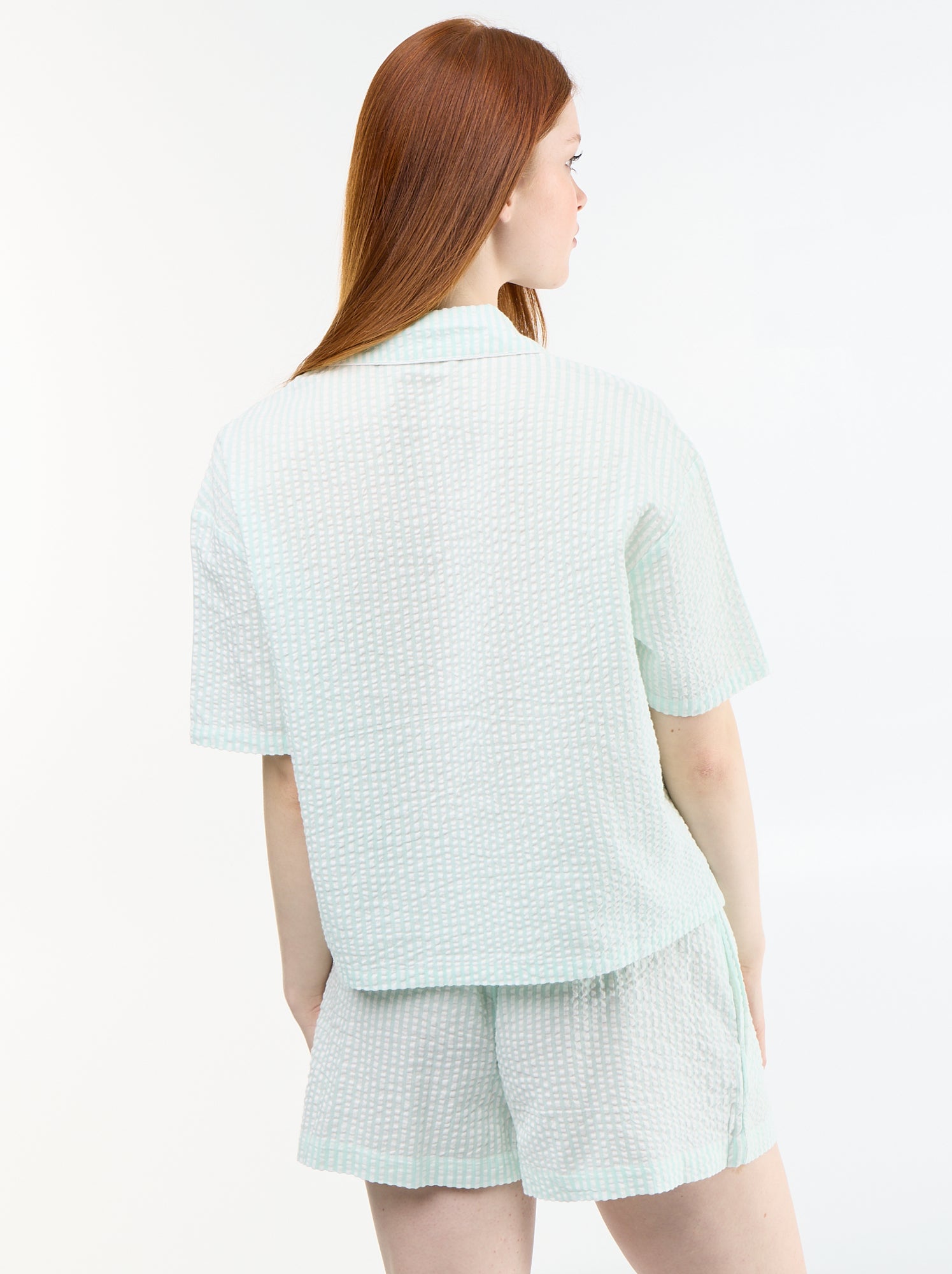 Pyjama short rayé - 2 pièces - Vert