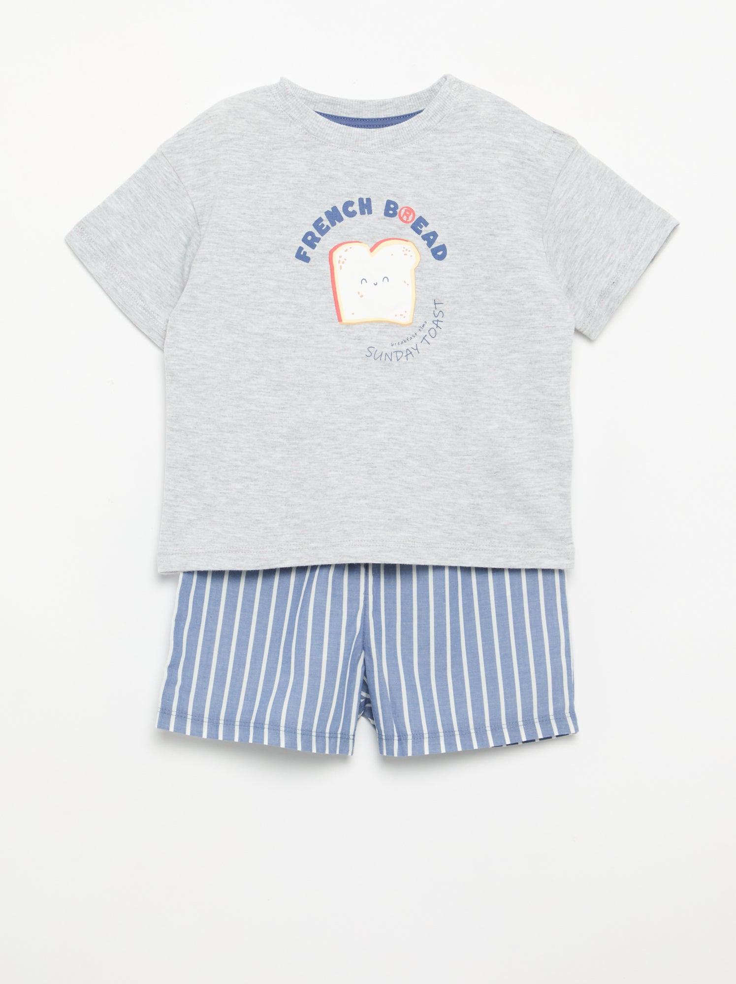 Pyjama short + T-shirt - 2 pièces - Gris