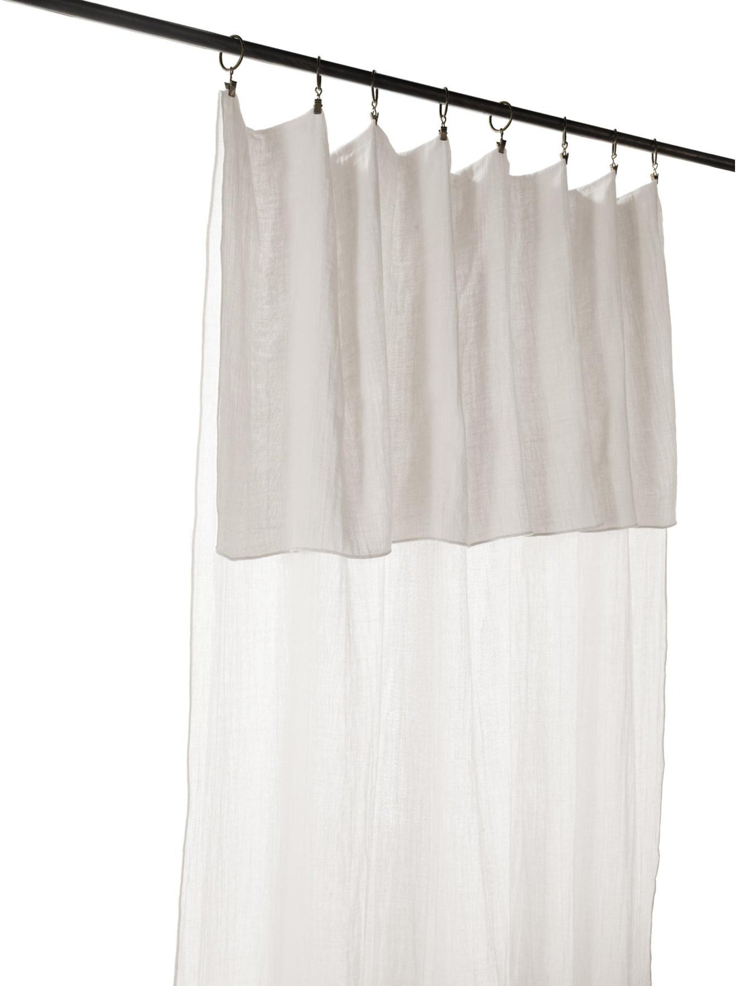 Rideau ajustable + 8 anneaux pince – gaze de coton – gaïa - Blanc