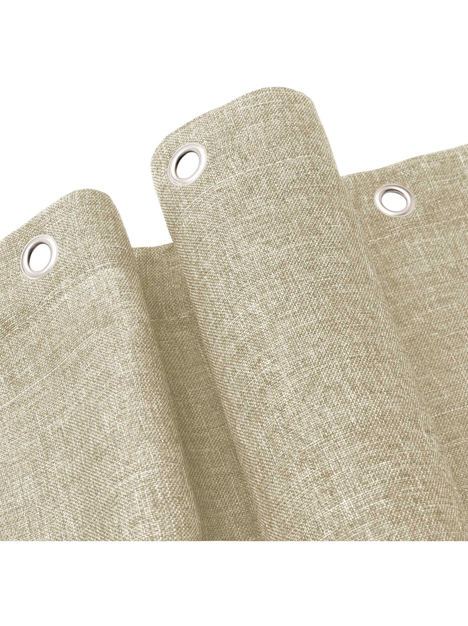 Rideau de douche uni aspect chambray avec crochets - Beige